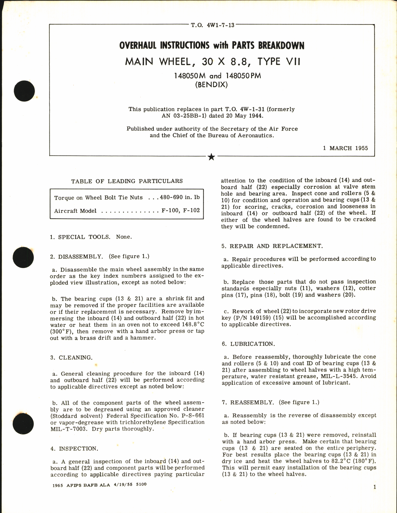 Sample page 1 from AirCorps Library document: Overhaul Instructions with Parts Breakdown for Main Wheel 30 x 8.8, Type VII