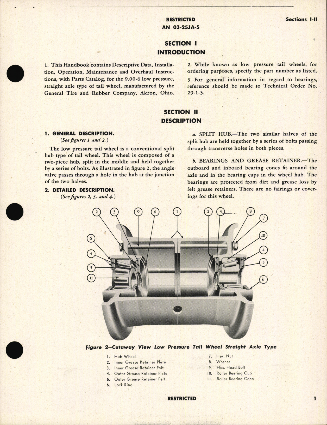 Sample page 5 from AirCorps Library document: Operation, Service, & Overhaul Instructions with Parts Catalog for Low Pressure Tail Wheels