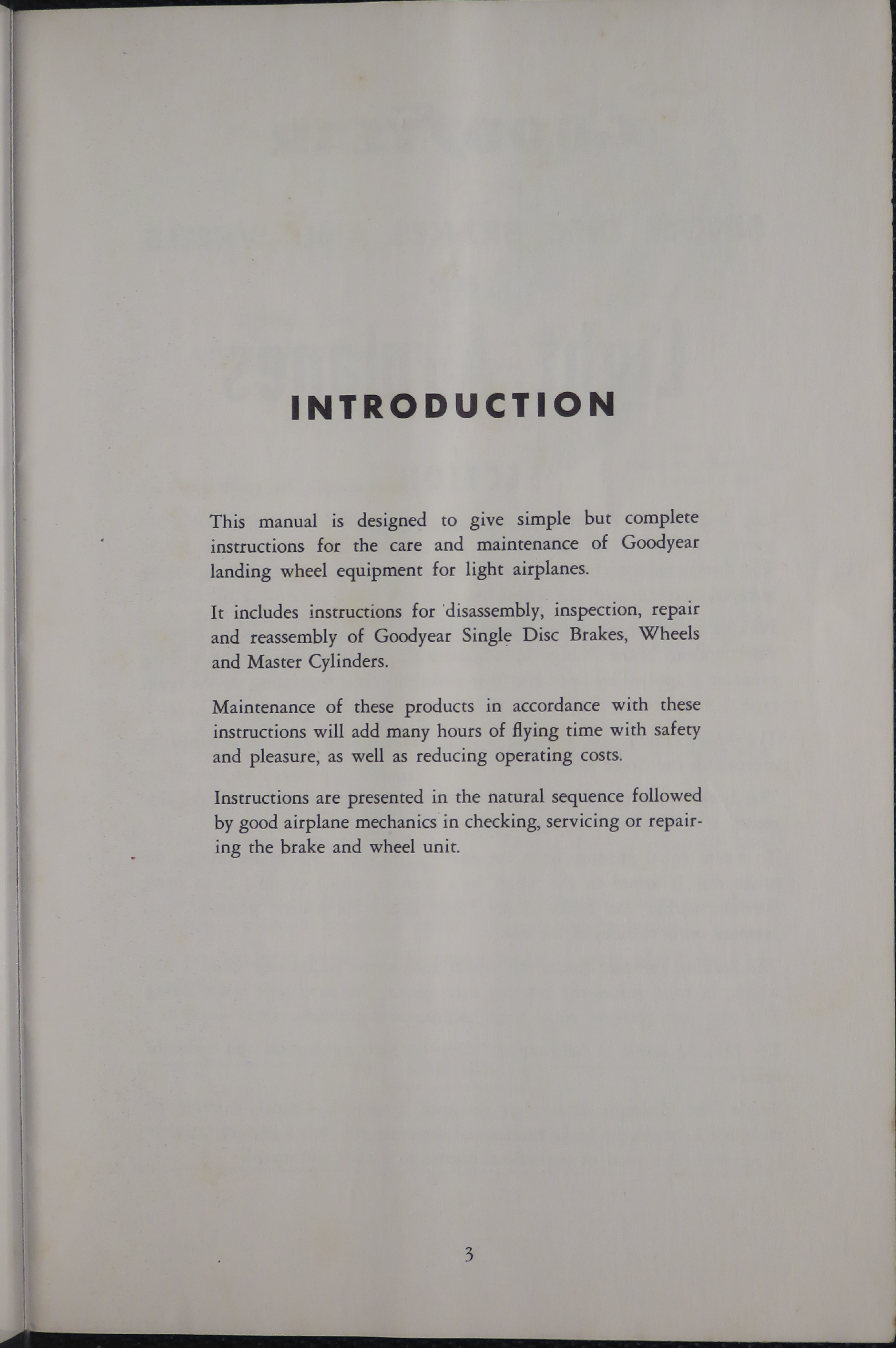 Sample page 5 from AirCorps Library document: Operation and Service Manual for Single Disc Brakes and Wheels for Light Airplanes