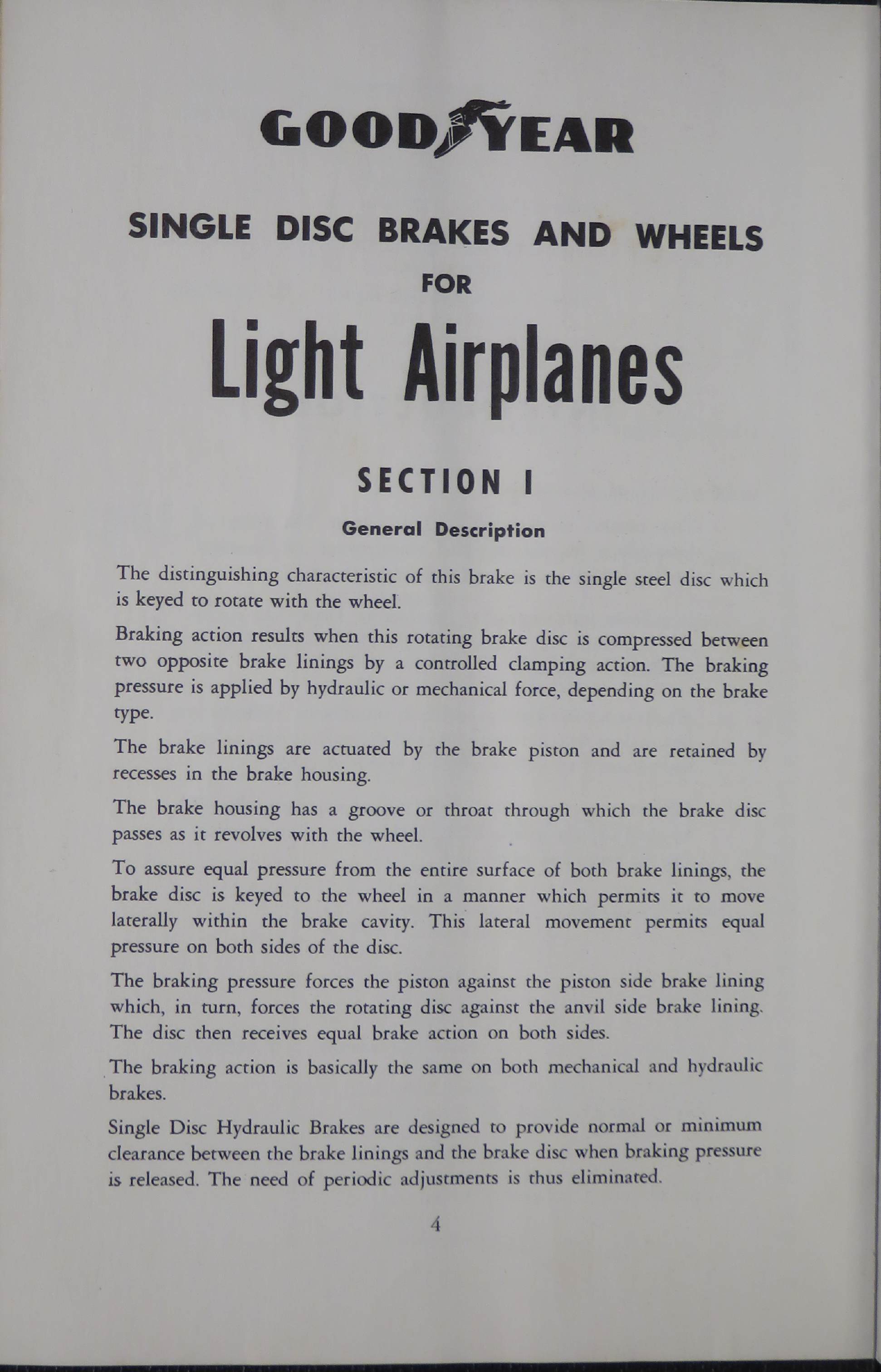 Sample page 6 from AirCorps Library document: Operation and Service Manual for Single Disc Brakes and Wheels for Light Airplanes