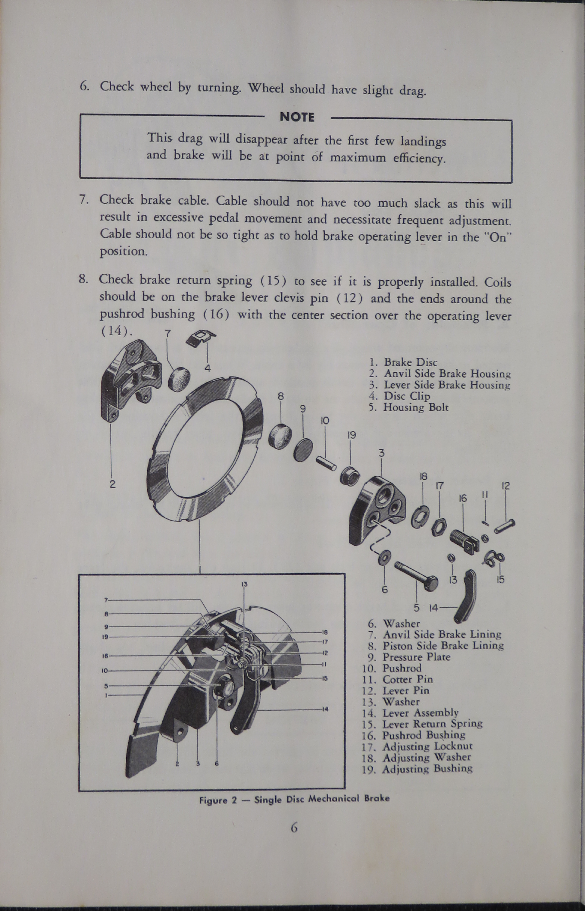 Sample page 8 from AirCorps Library document: Operation and Service Manual for Single Disc Brakes and Wheels for Light Airplanes