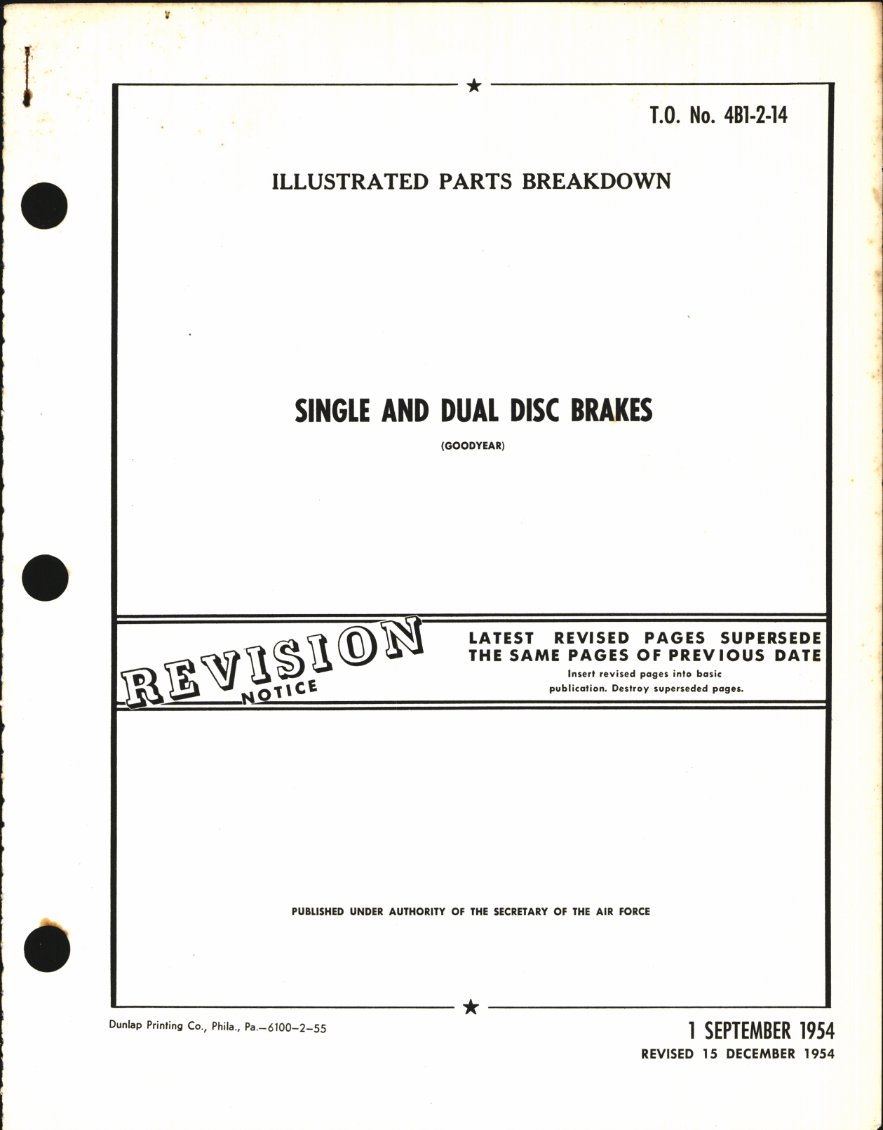 Sample page 1 from AirCorps Library document: Illustrated Parts Breakdown for Single and Dual Disc Brakes (Goodyear)