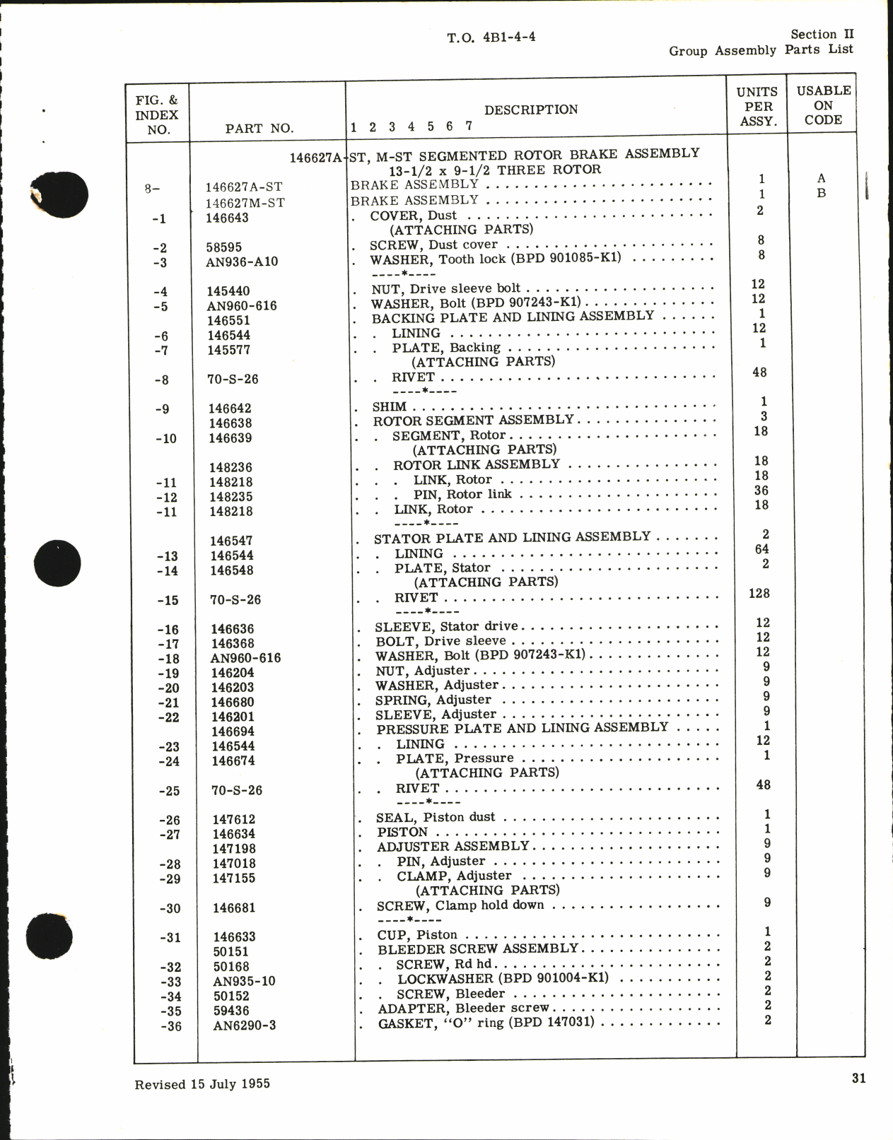 Sample page 5 from AirCorps Library document: Illustrated Parts Breakdown for Hydraulic Brakes Segmented Rotor Type