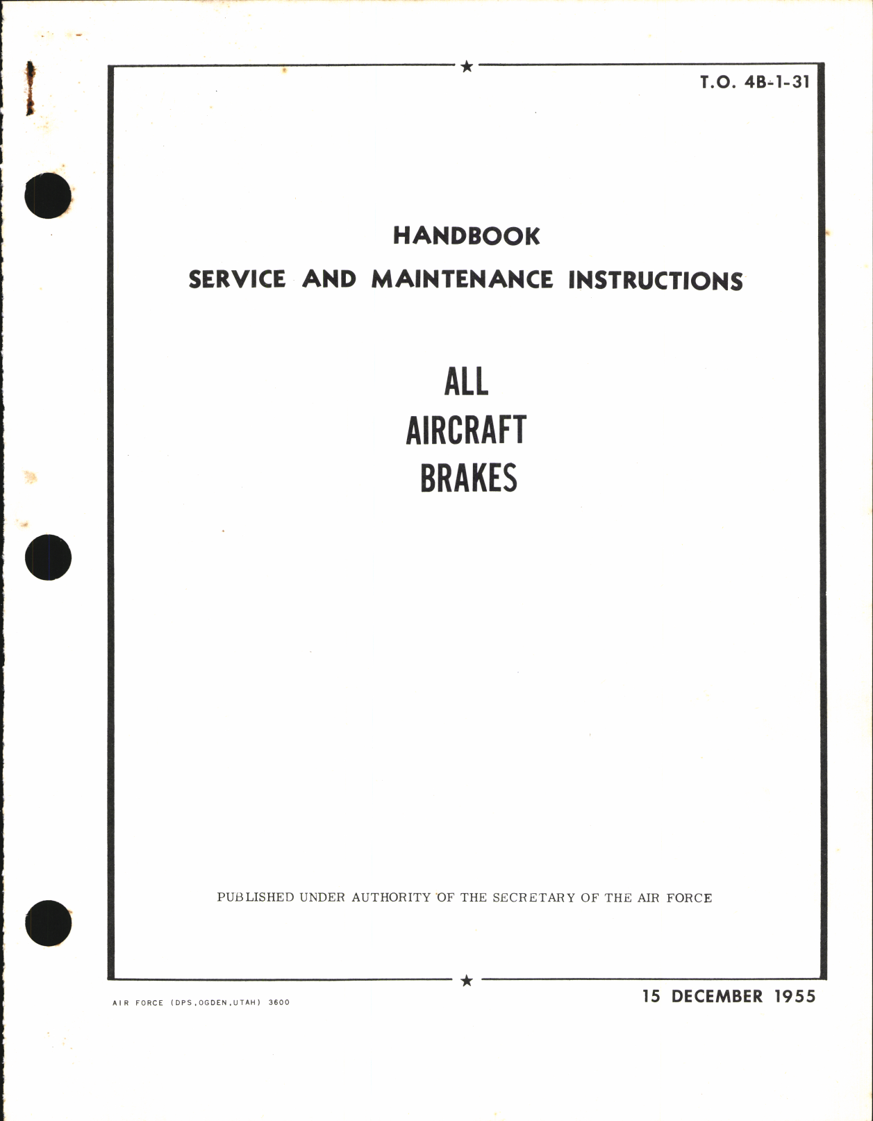 Sample page 1 from AirCorps Library document: Service and Maintenance Instructions for All Aircraft Brakes