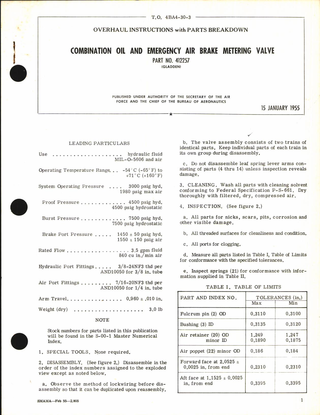 Sample page 1 from AirCorps Library document: Overhaul Instructions with Parts Breakdown for Combination Oil and Emergency Air Brake Metering Valve