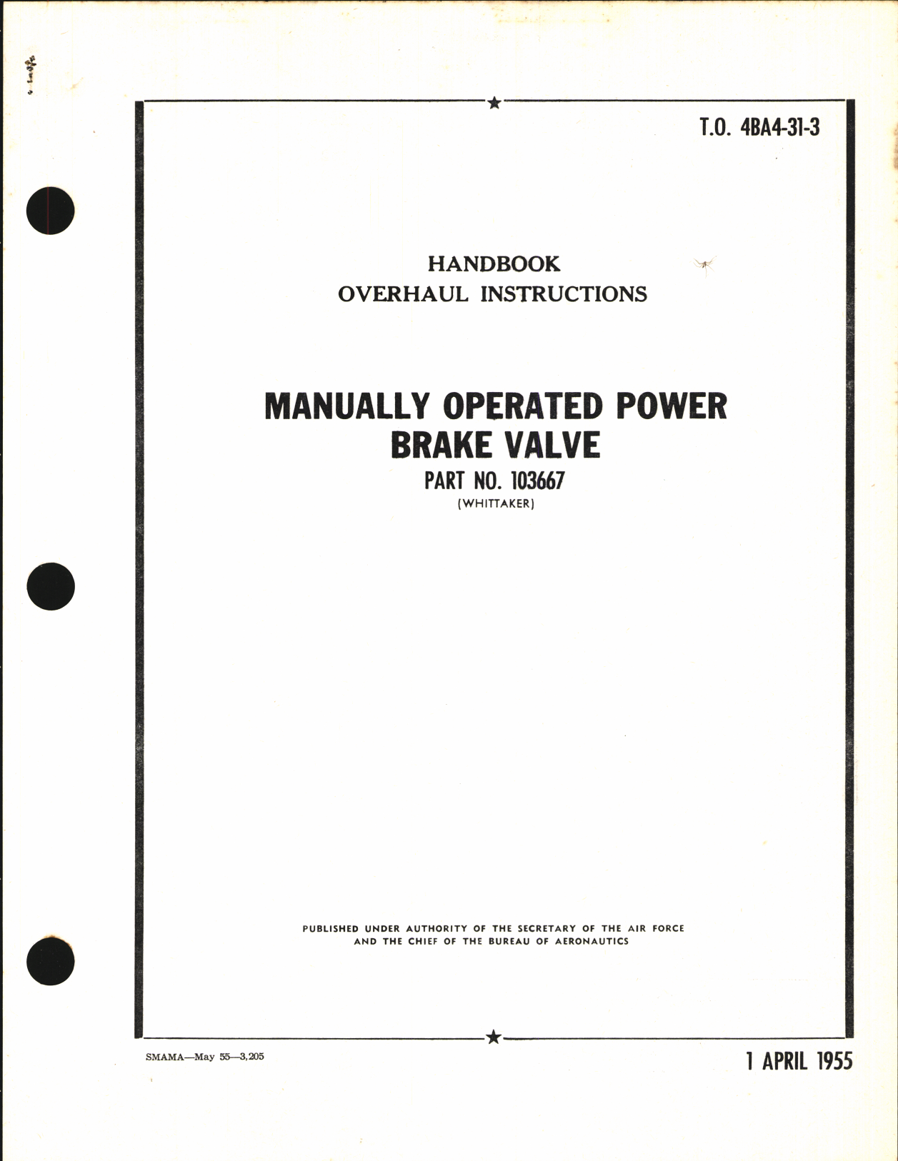 Sample page 1 from AirCorps Library document: Overhaul Instructions for Manually Operated Power Brake Valve