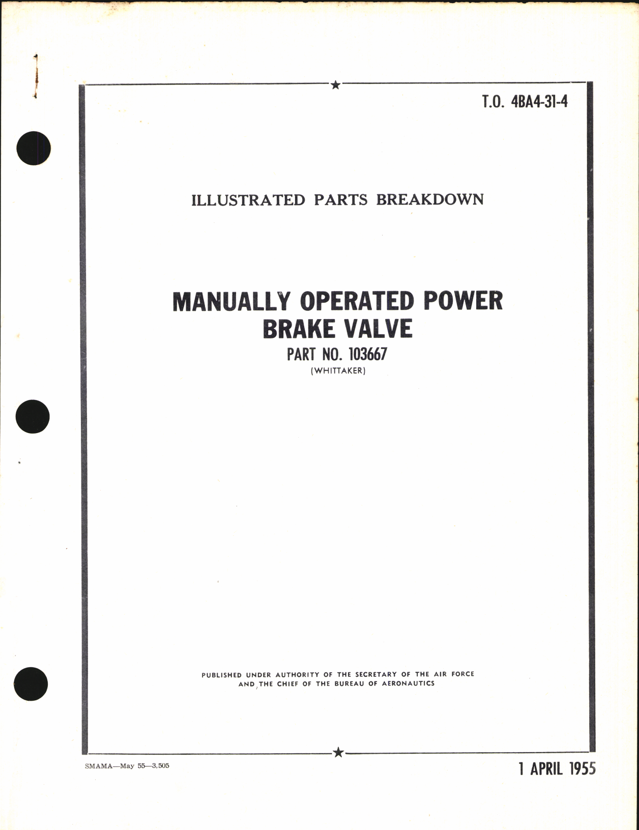 Sample page 1 from AirCorps Library document: Illustrated Parts Breakdown for Manually Operated Power Brake Valve