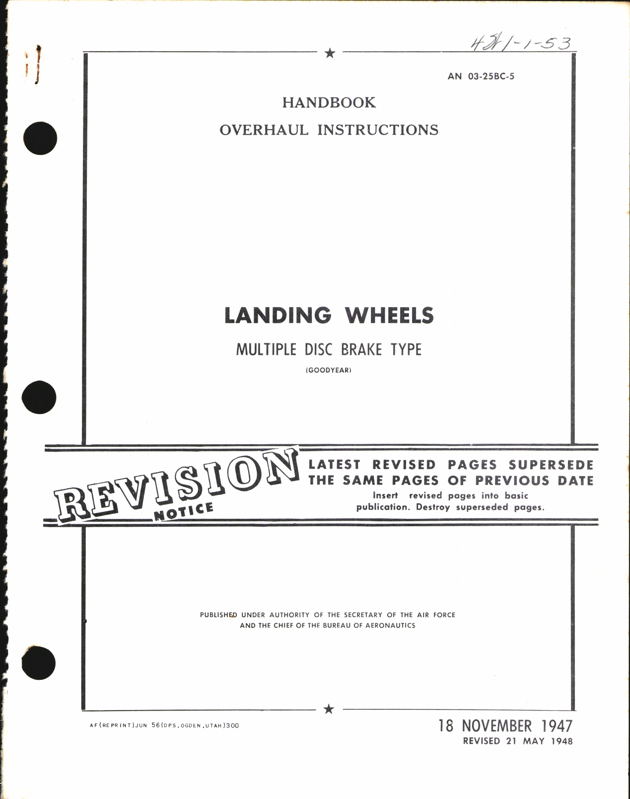 Sample page 1 from AirCorps Library document: Overhaul Instructions for Landing Wheels - Multiple Disc Brake Type