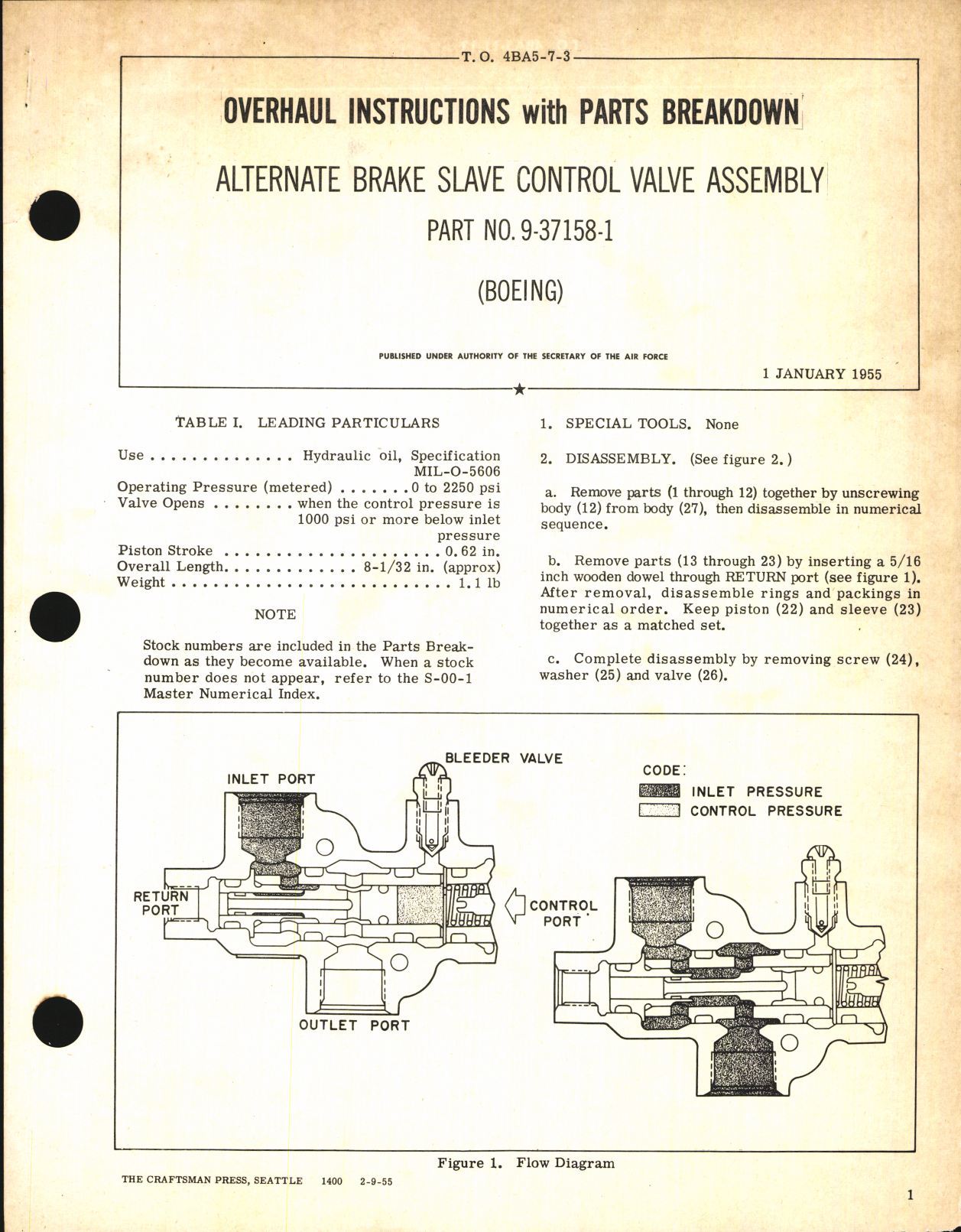 Sample page 1 from AirCorps Library document: Overhaul Instructions with Parts Breakdown for Alternate Brake Slave Control Valve Assembly