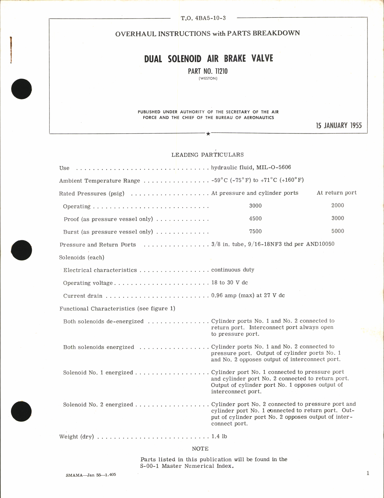 Sample page 1 from AirCorps Library document: Overhaul Instructions with Parts Breakdown for Dual Solenoid Air Brake Valve