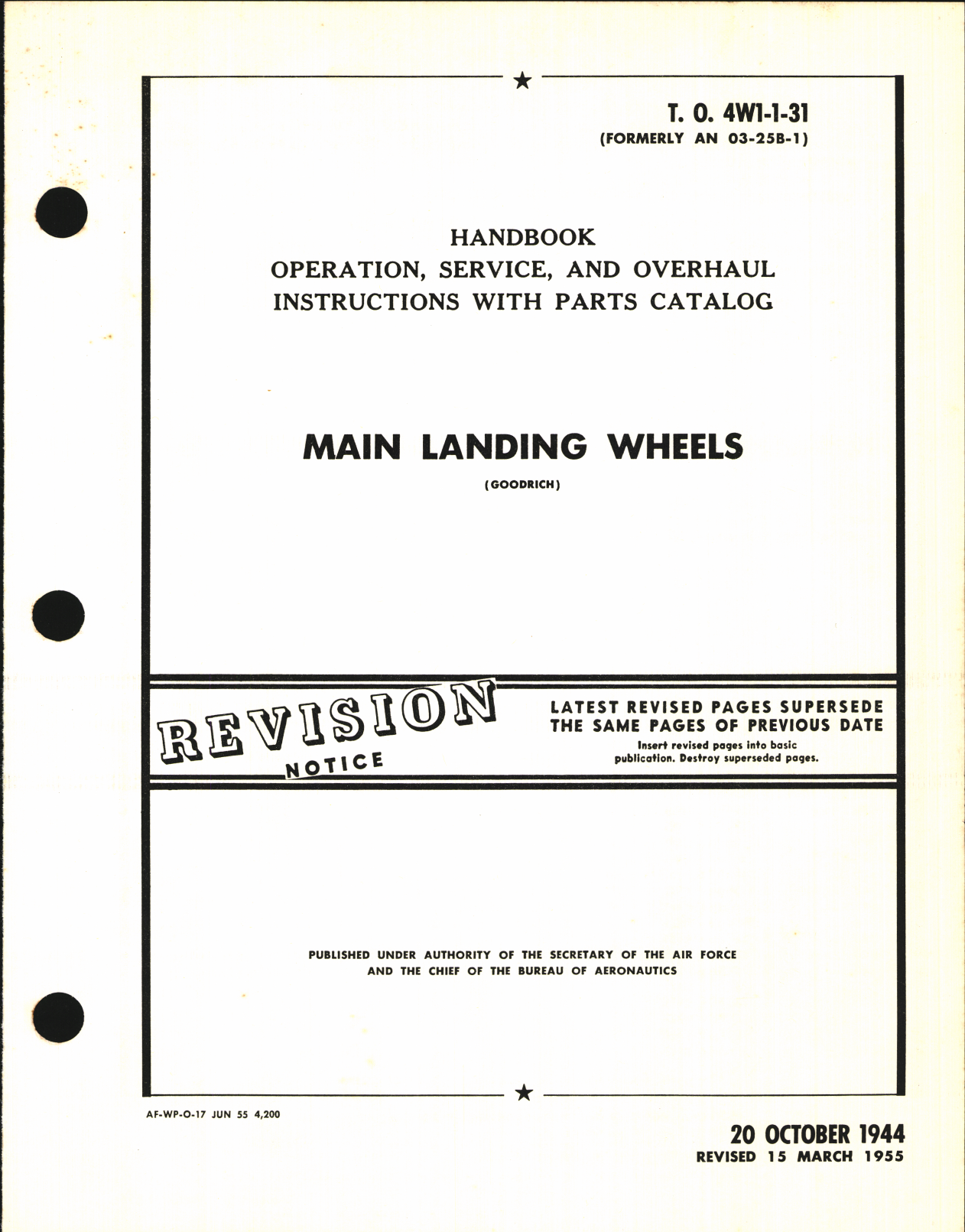Sample page 1 from AirCorps Library document: Operation, Service, & Overhaul Inst w/ Parts Catalog for Main Landing Wheels