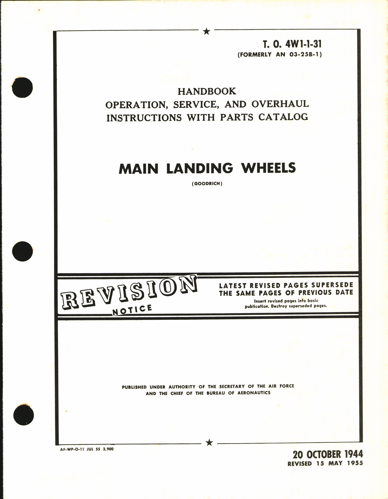 Sample page 1 from AirCorps Library document: Operation, Service, & Overhaul Inst w/ Parts Catalog for Main Landing Wheels