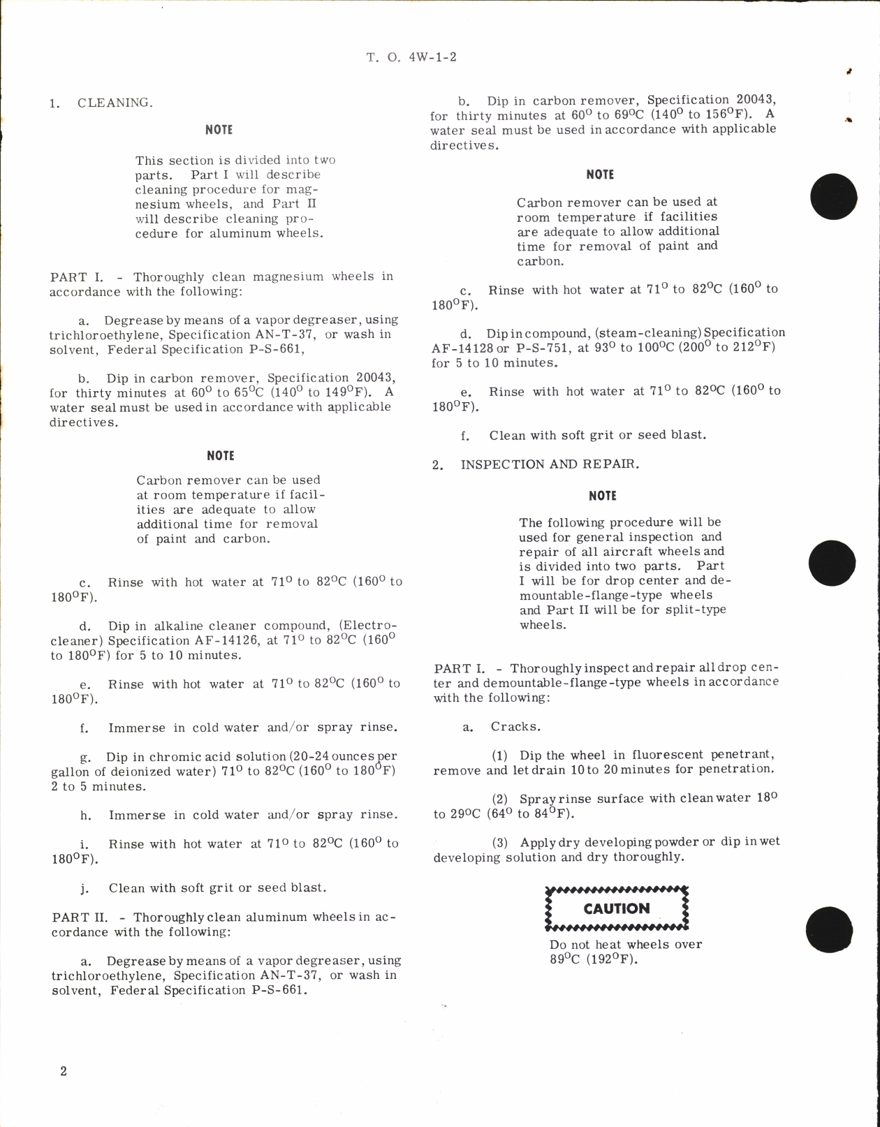 Sample page 2 from AirCorps Library document: Cleaning, Inspection, Repair, and Surface Treatment for All Aircraft Wheels