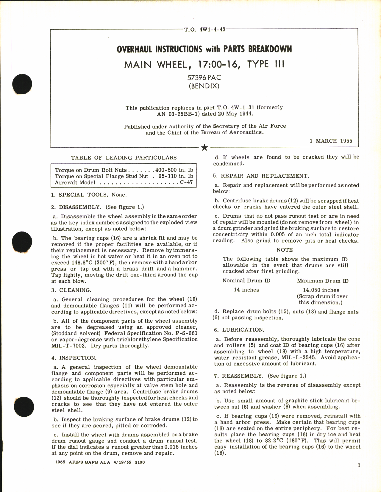 Sample page 1 from AirCorps Library document: Overhaul Instructions with Parts Breakdown for Main Wheel, 17:00-16, Type III