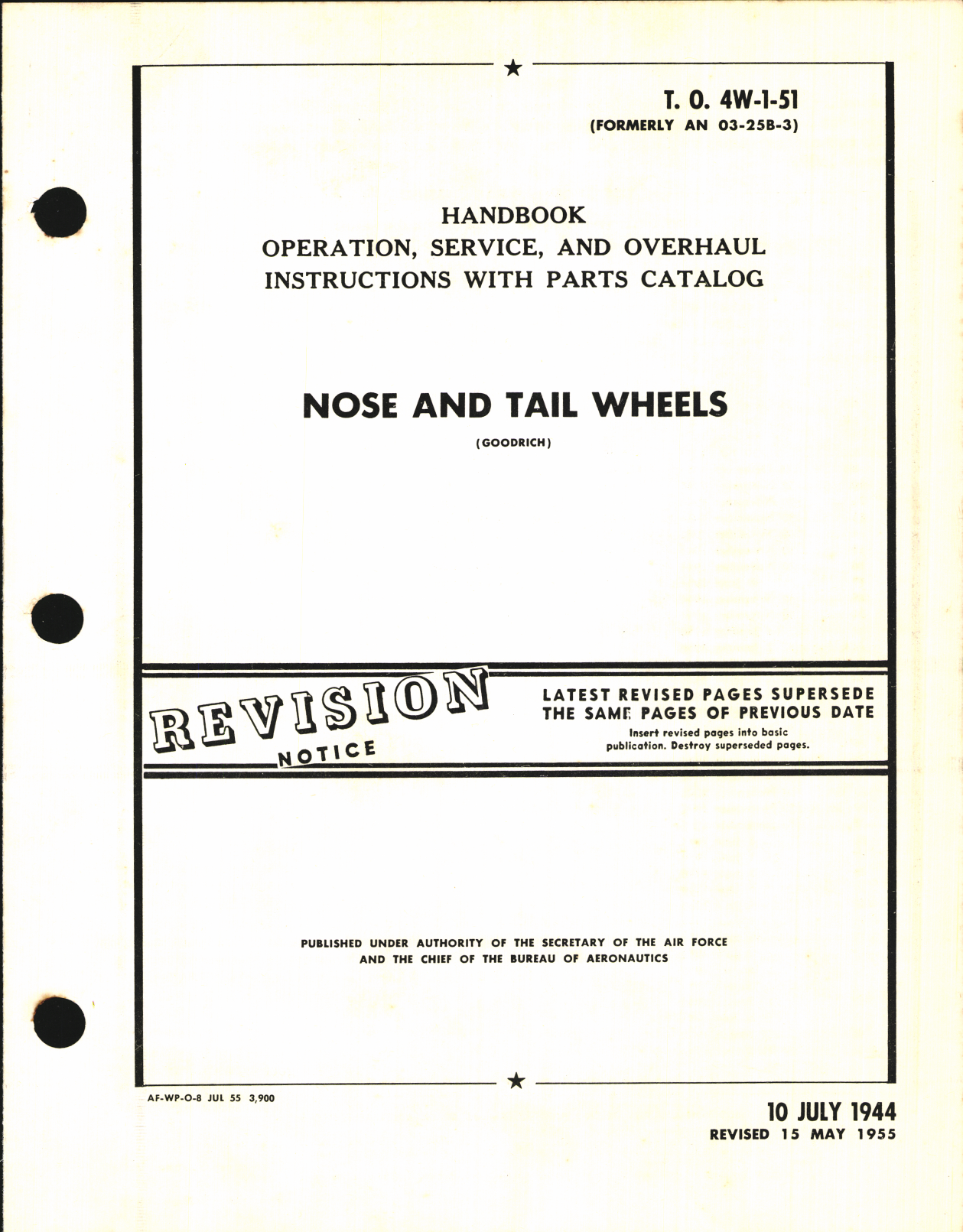 Sample page 1 from AirCorps Library document: Operation, Service, & Overhaul Inst w/ Parts Catalog for Nose and Tail Wheels