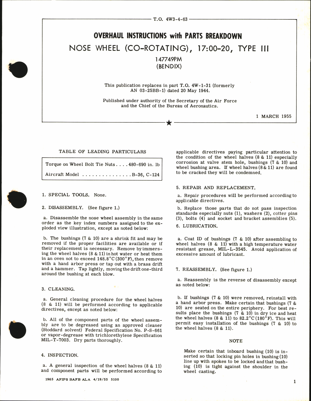 Sample page 1 from AirCorps Library document: Overhaul Instructions with Parts Breakdown for Nose Wheel (Co-Rotating) 17:00-20, Type III