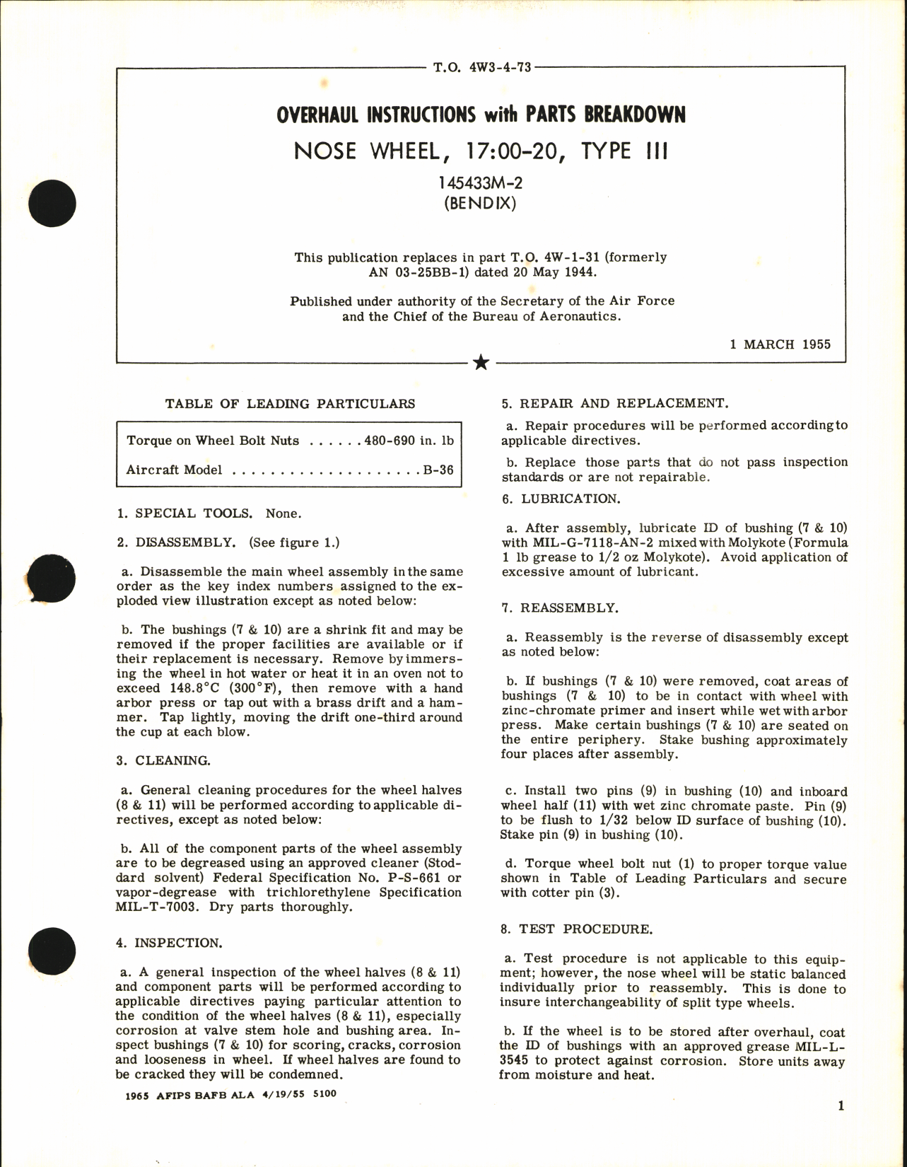 Sample page 1 from AirCorps Library document: Overhaul Instructions with Parts Breakdown for Nose Wheel 17:00-20, Type III