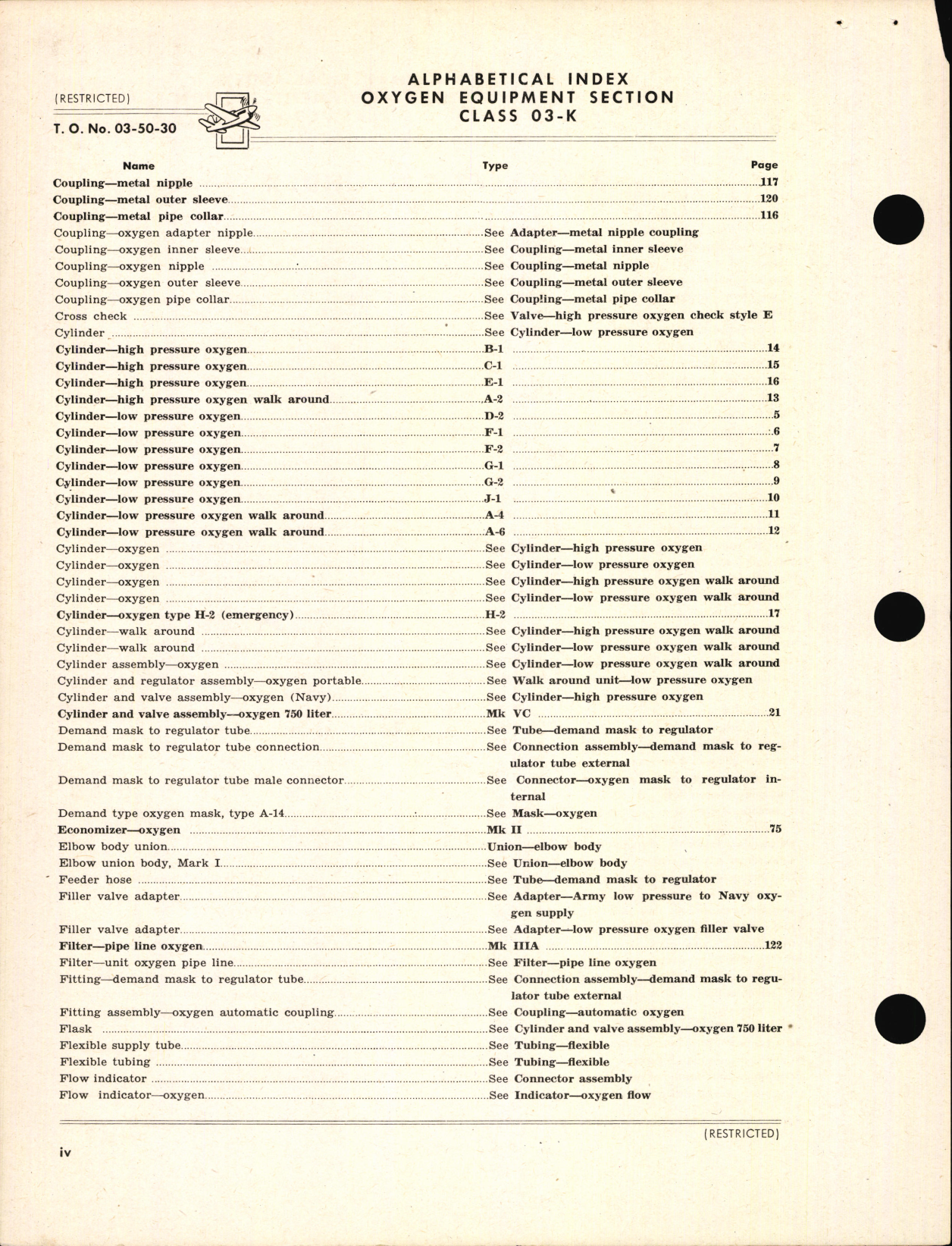 Sample page 6 from AirCorps Library document: Index of Army-Navy Aeronautical Equipment - Oxygen
