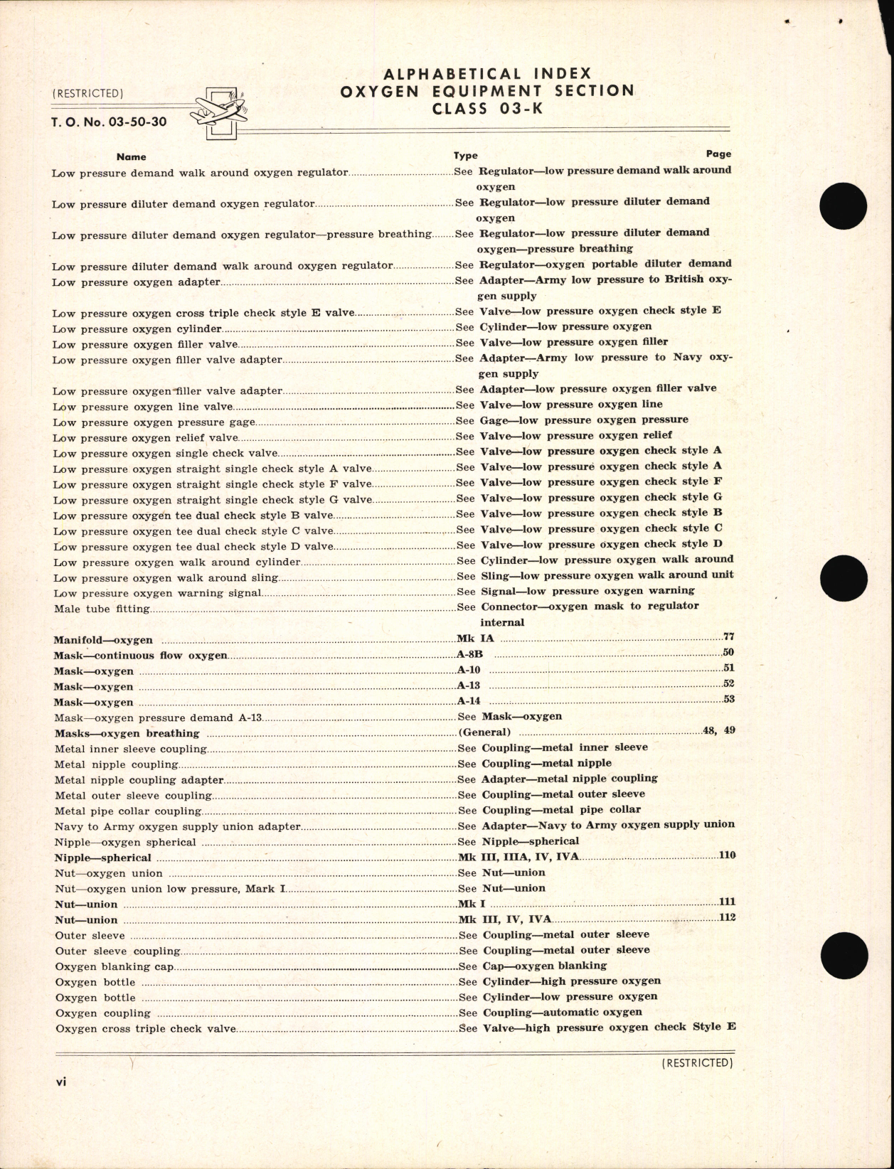 Sample page 8 from AirCorps Library document: Index of Army-Navy Aeronautical Equipment - Oxygen