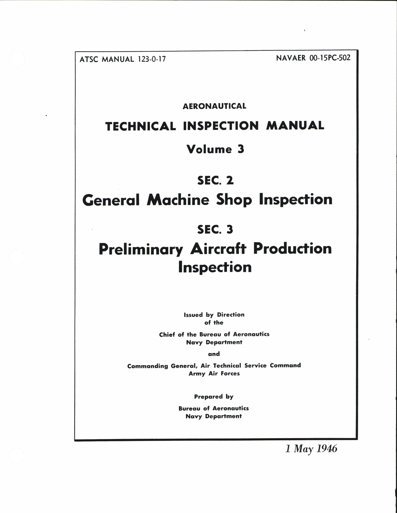 Sample page 1 from AirCorps Library document: Aeronautical Technical Inspection Manual - General Machine Shop and Preliminary Aircraft Production Inspection