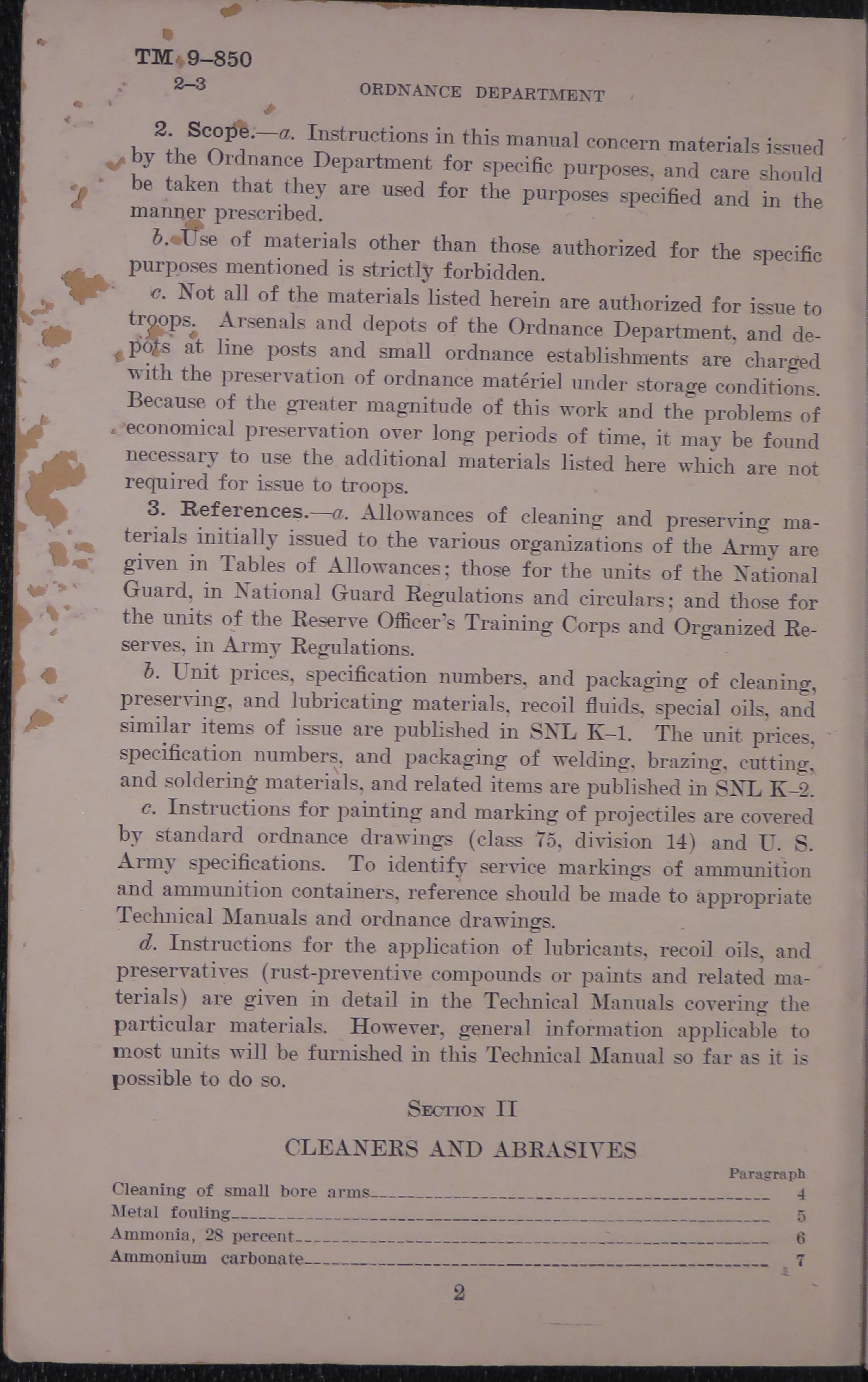 Sample page 4 from AirCorps Library document: Cleaning, Preserving, Lubricating, Welding Materials, and Similar Items Issued by the Ordinance Department
