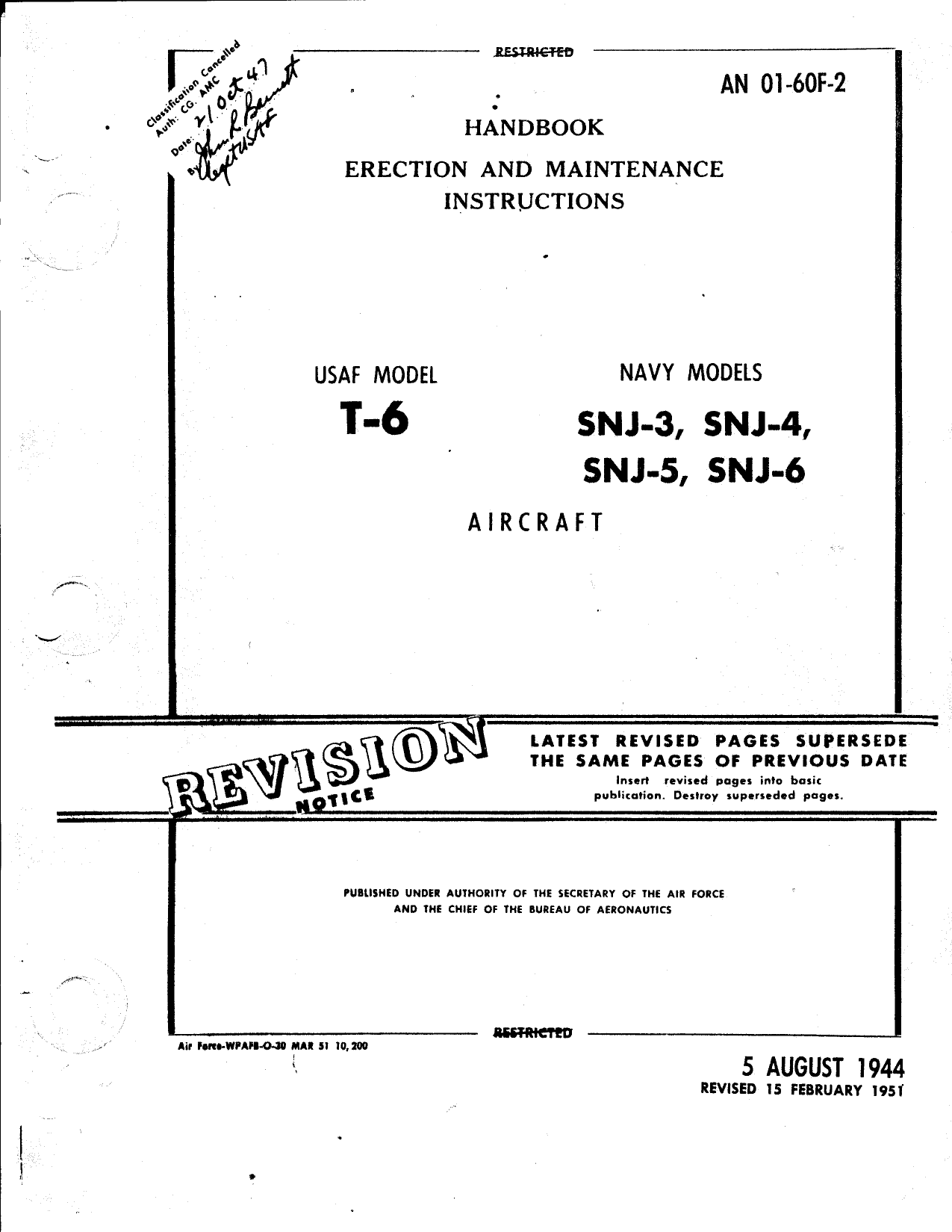 Sample page 1 from AirCorps Library document: Erection and Maintenance Instructions for T-6, SNJ-3, SNJ-4, SNJ-5, and SNJ-6 Aircraft