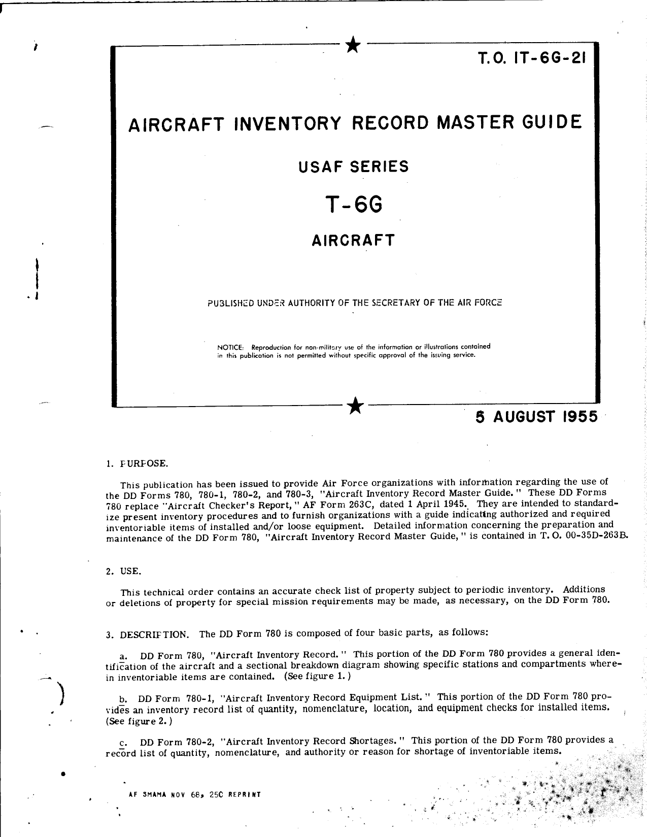 Sample page 1 from AirCorps Library document: Aircraft Inventory Record Master Guide for T-6G Aircraft