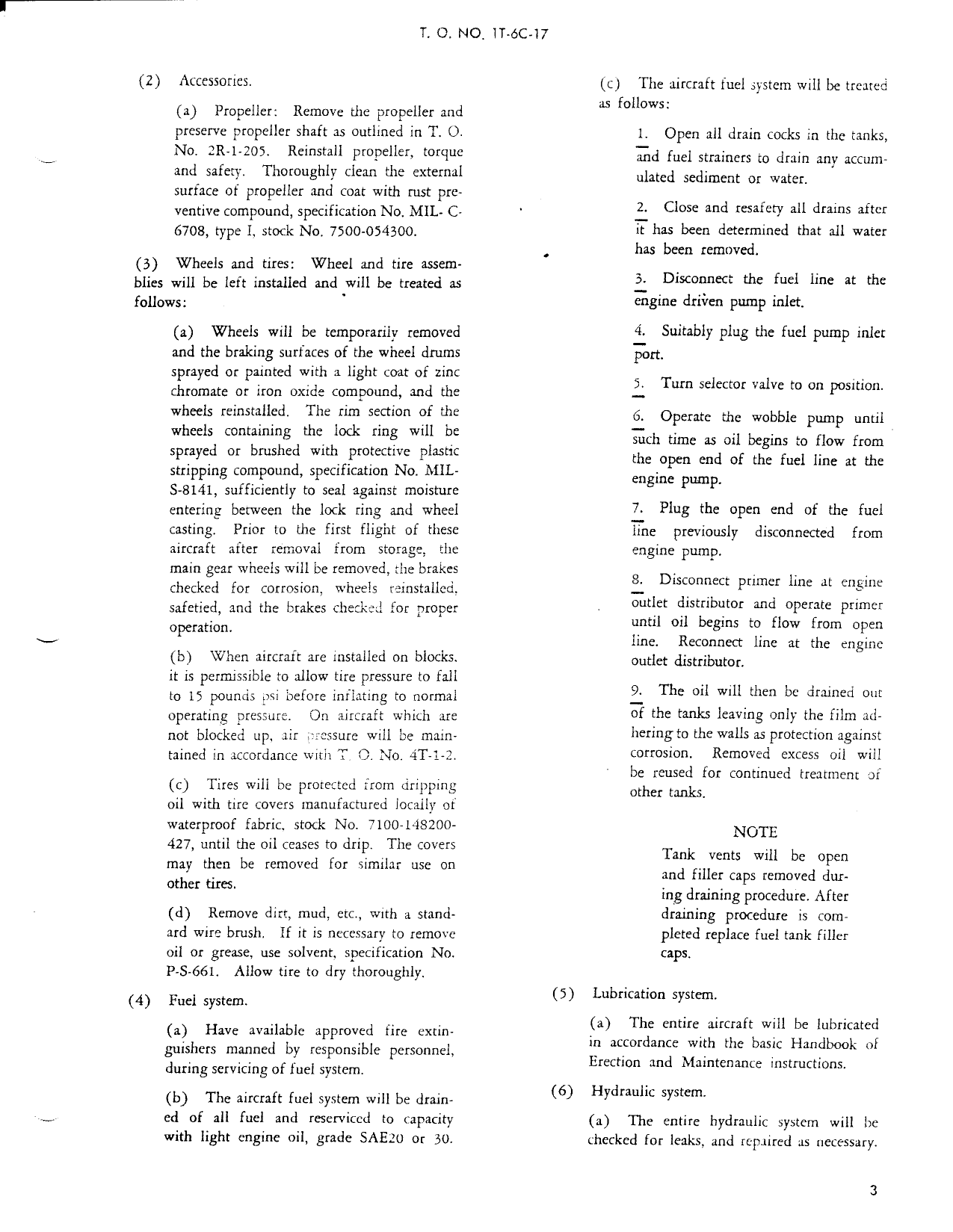 Sample page 3 from AirCorps Library document: Storage of Aircraft, T-6 Series