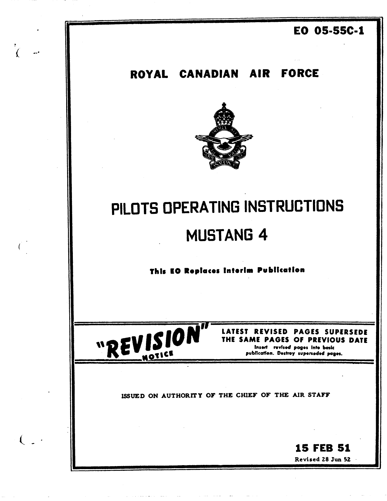 Sample page 1 from AirCorps Library document: Pilot's Operating Instructions for Mustang 4 (Royal Canadian Air Force)