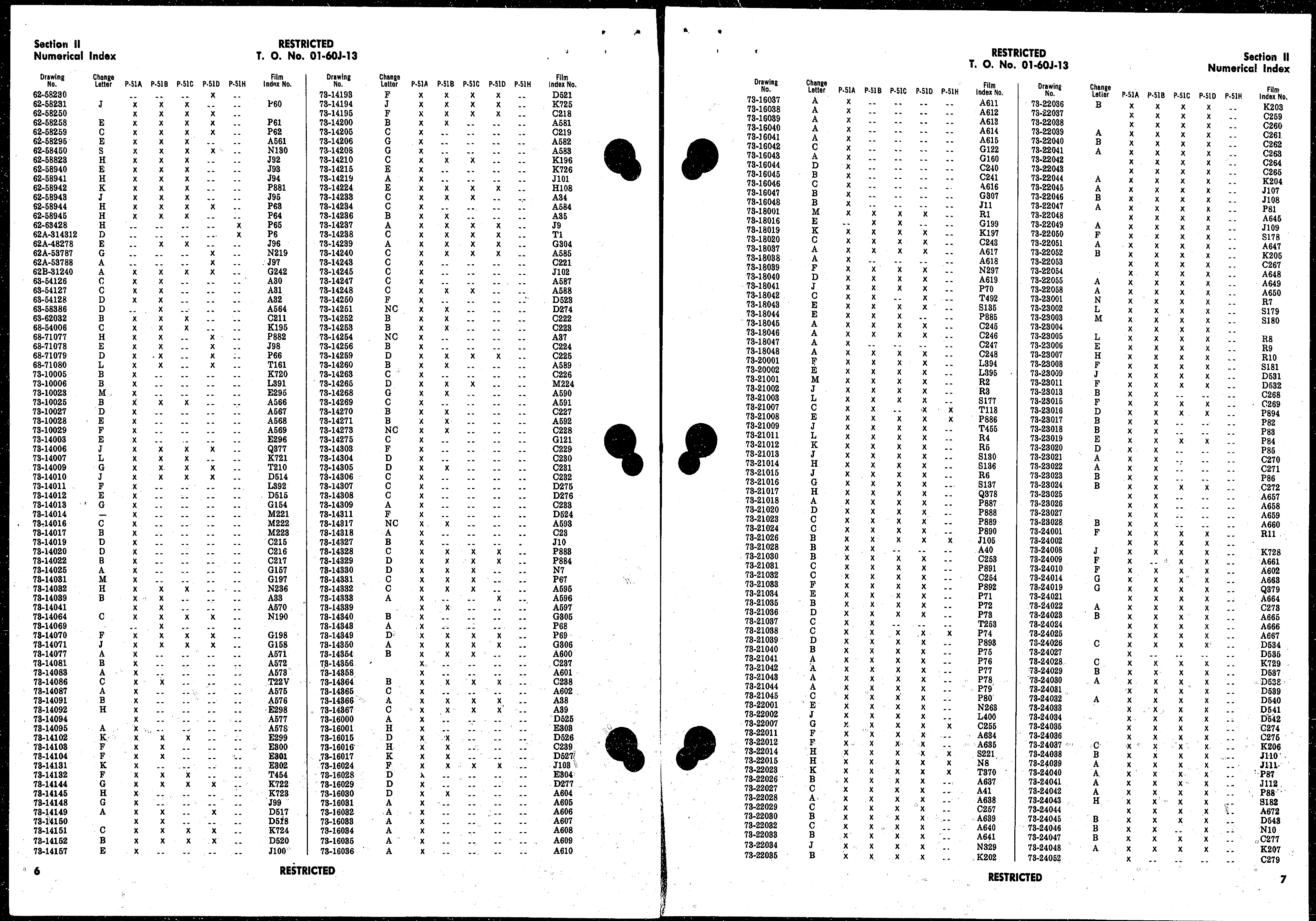 Sample page 5 from AirCorps Library document: Index of Drawings on Microfilm for Model P-51 Series Aircraft