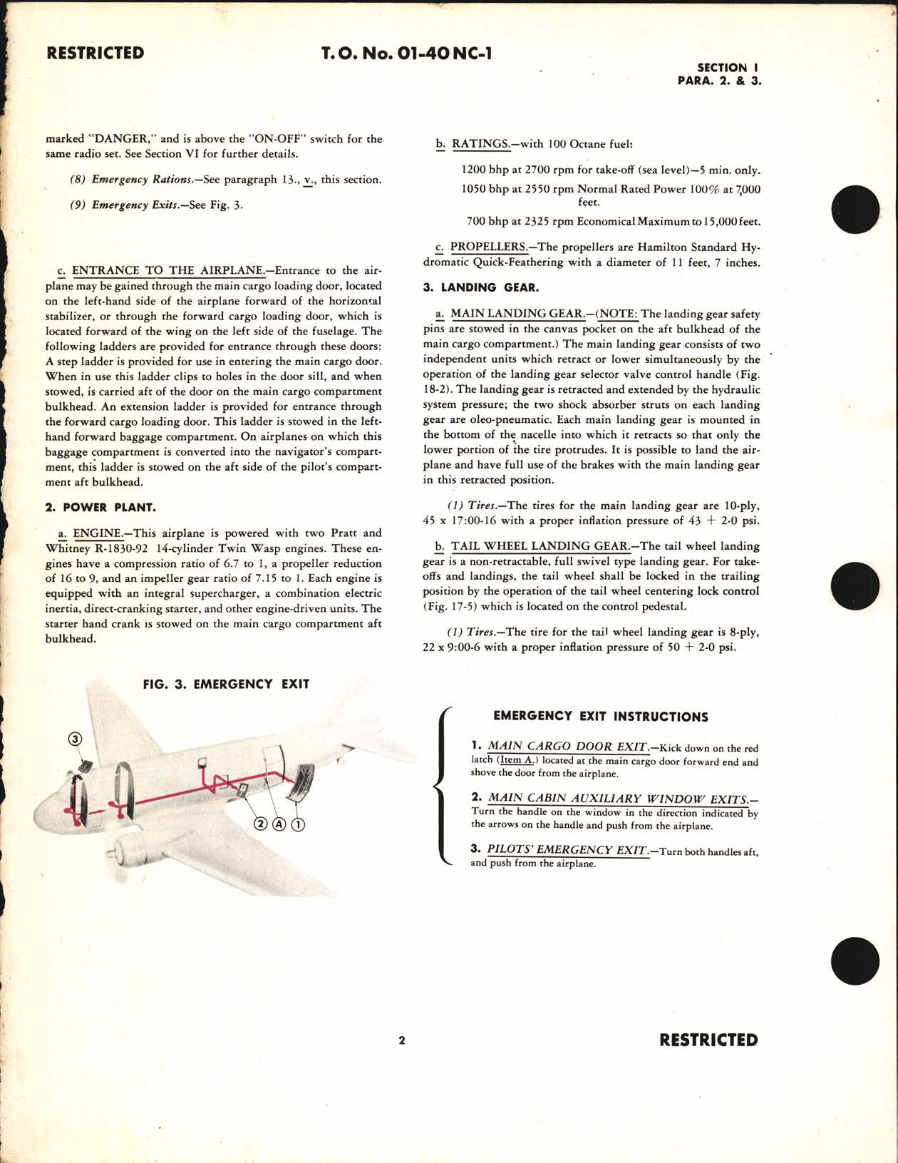Sample page 6 from AirCorps Library document: Pilot's Flight Operating Instructions for C-47, C-47A, C-47B, R4D-1, R4D-5, and R4D-6