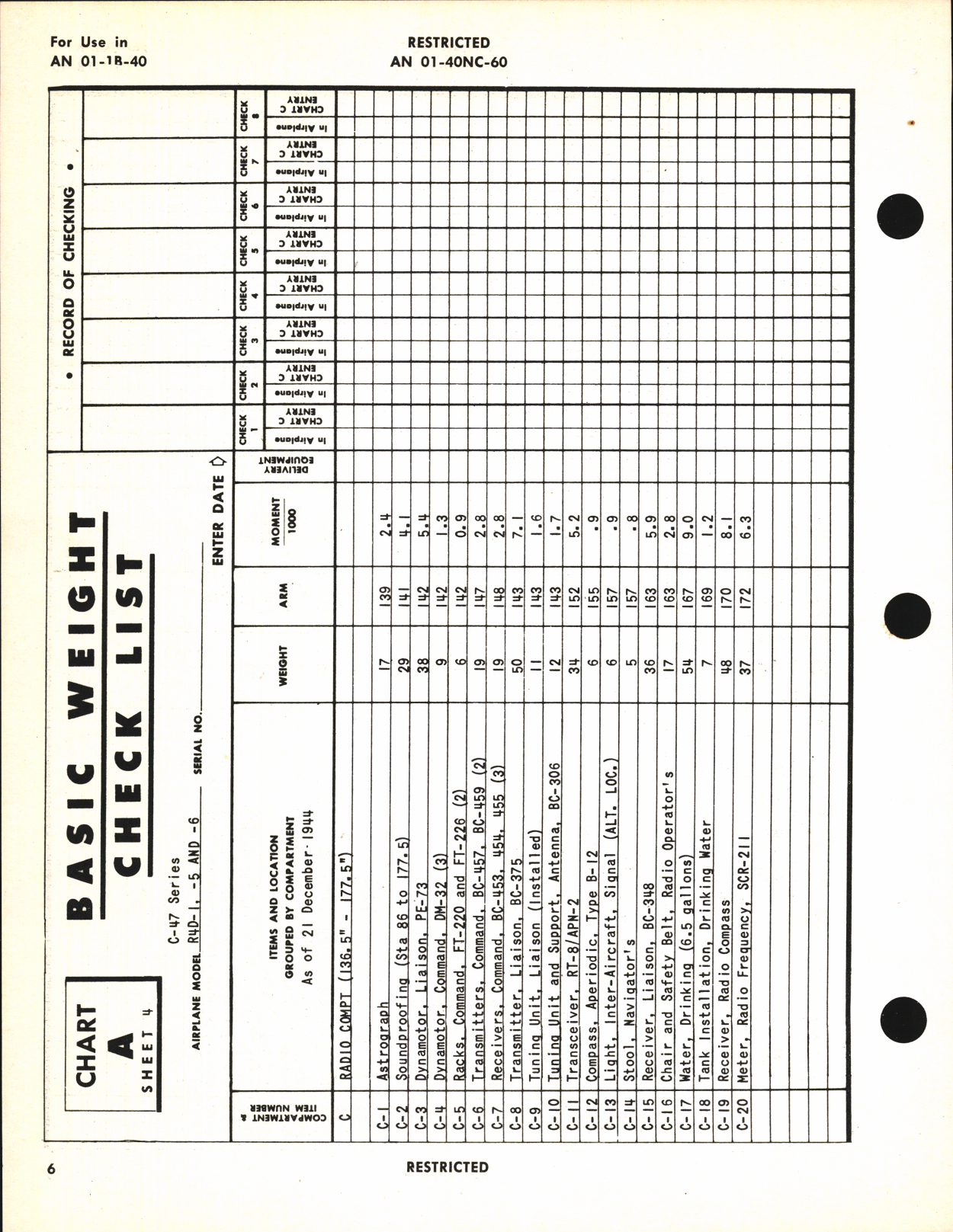 Sample page 8 from AirCorps Library document: Basic Weight Check List & Loading Data for C-47, C-47A, C-47B, R4D-1, R4D-5, and R4D-6