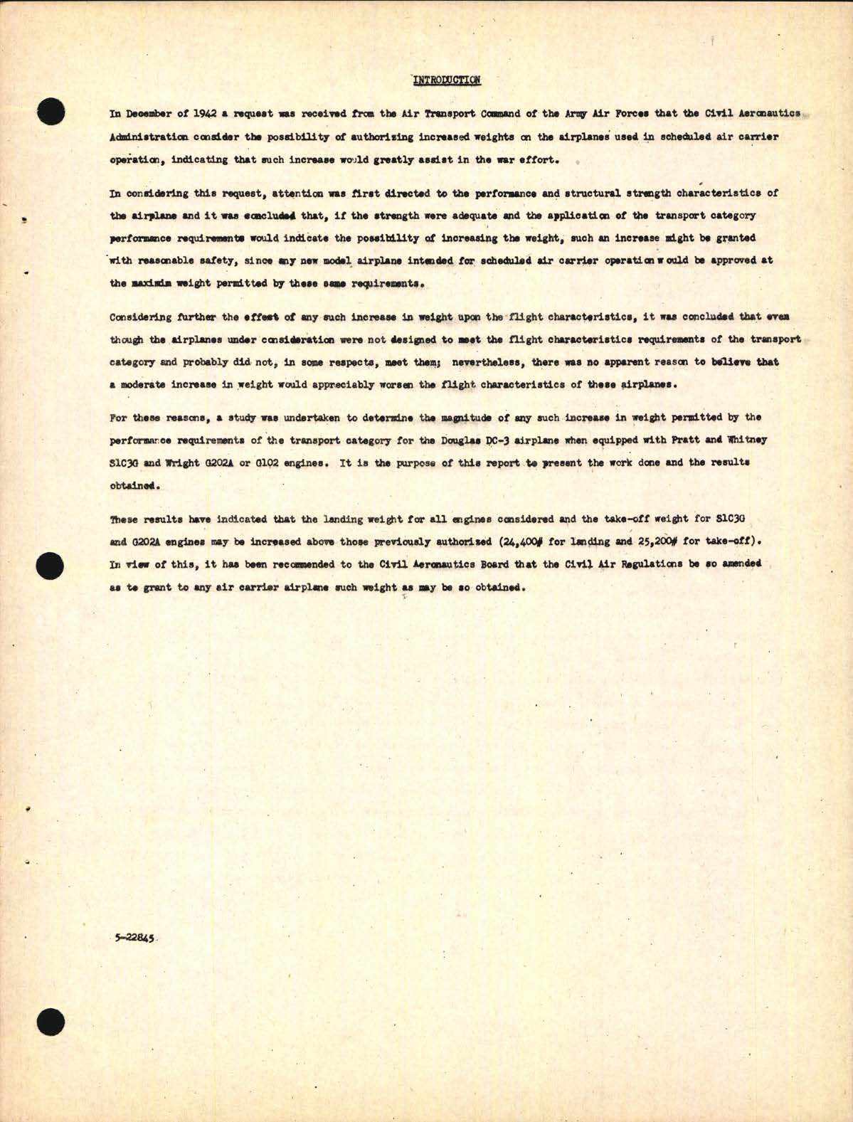 Sample page 7 from AirCorps Library document: A Study to Determine the Maximum Weights Permitted by the Transport Category Requirements for the DC-3
