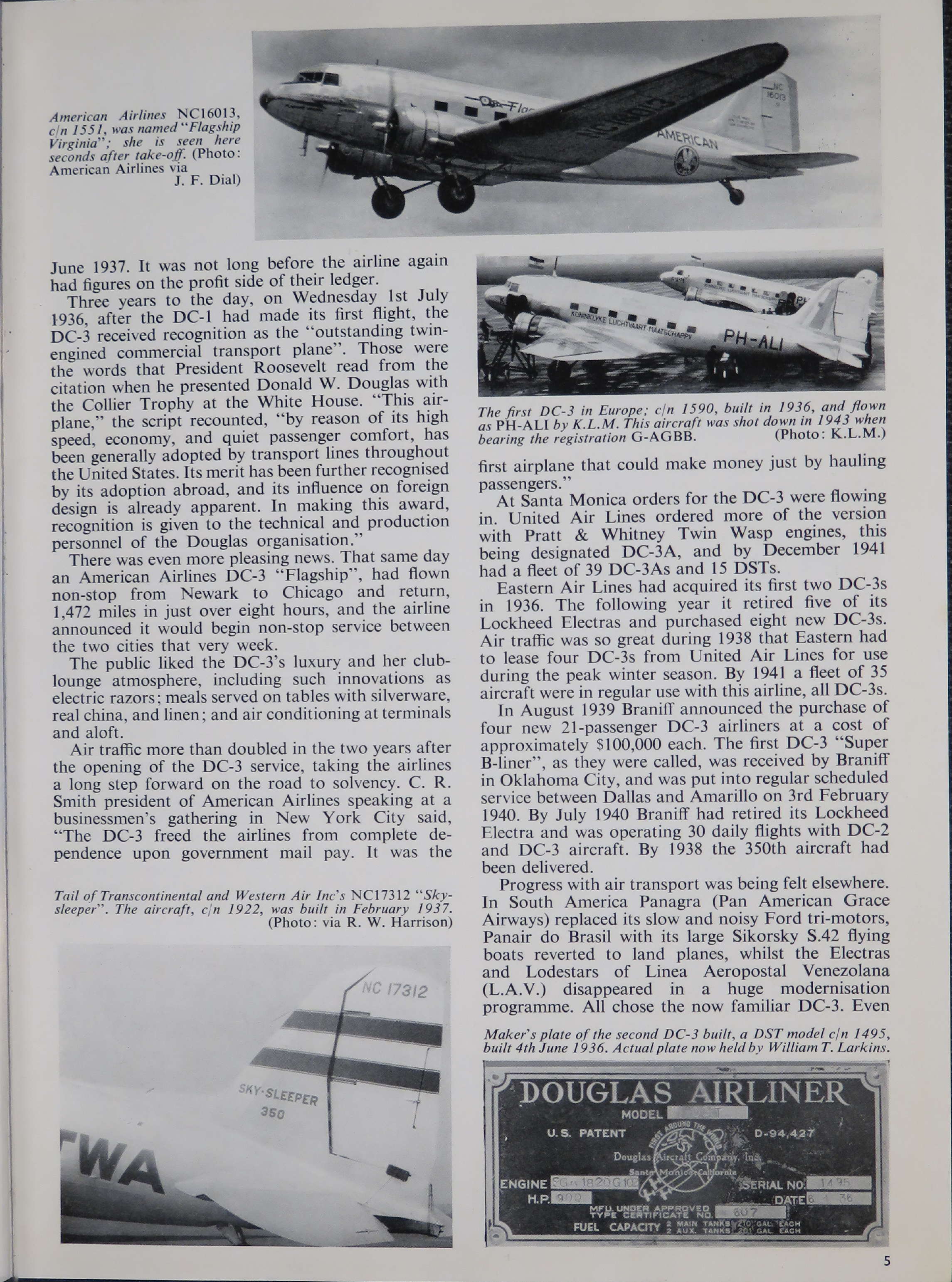 Sample page 5 from AirCorps Library document: Profile Publications - The Douglas DC-3 (Pre 1942)