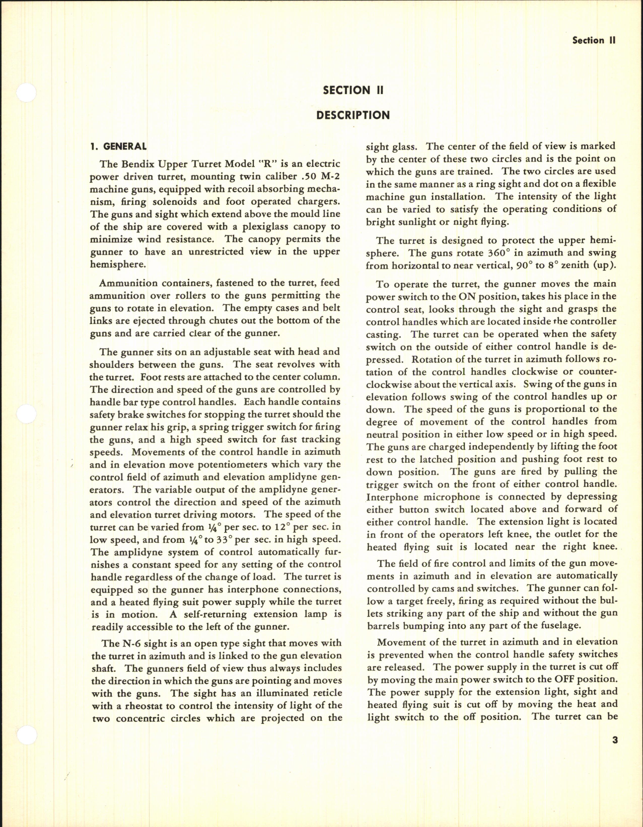 Sample page 7 from AirCorps Library document: Operation & Service Manual for the Electric Power Operated Bendix Upper Turret Model 