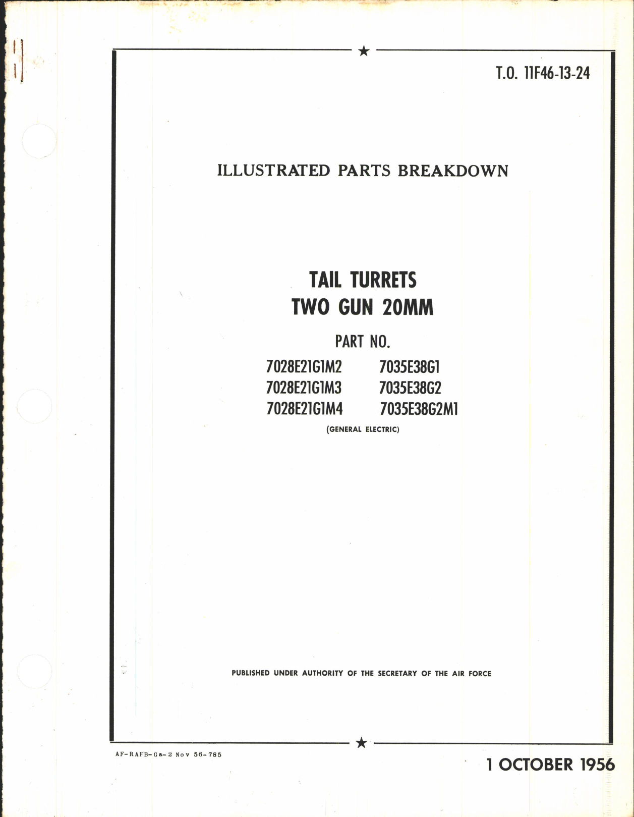 Sample page 1 from AirCorps Library document: Illustrated Parts Breakdown for Tail Turrets Two Gun 20MM