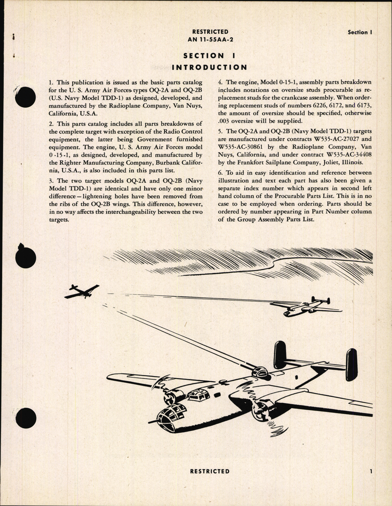 Sample page 5 from AirCorps Library document: Parts Catalog for Army Models OQ-2A, OQ-2B, and Navy Model TTD-1