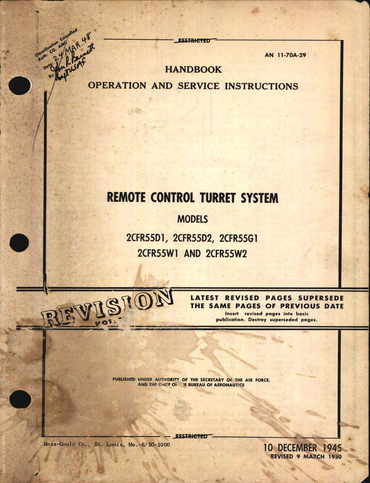 Sample page 1 from AirCorps Library document: Operation and Service Instructions for Remote Control Turret System