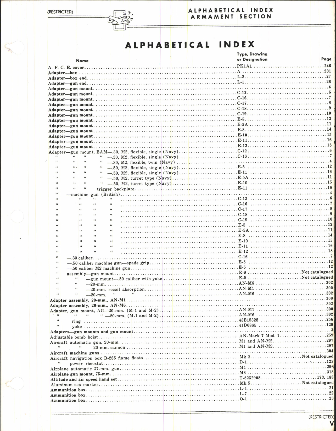 Sample page 7 from AirCorps Library document: Army-Navy Index of Aeronautical Equipment - Armament