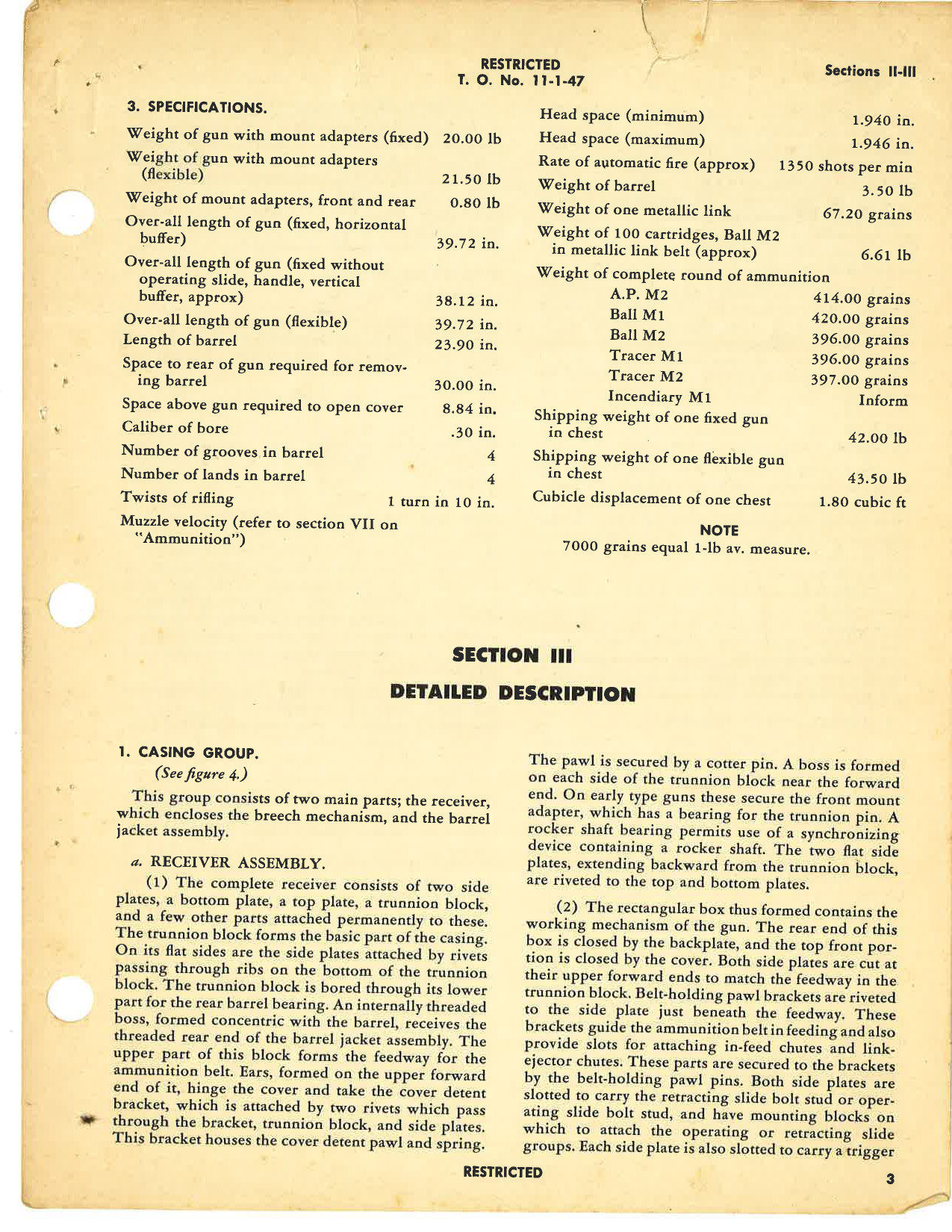 Sample page 7 from AirCorps Library document: Handbook of Instructions with Parts Catalog for Machine Gun Caliber .30 M2, Fixed and Flexible