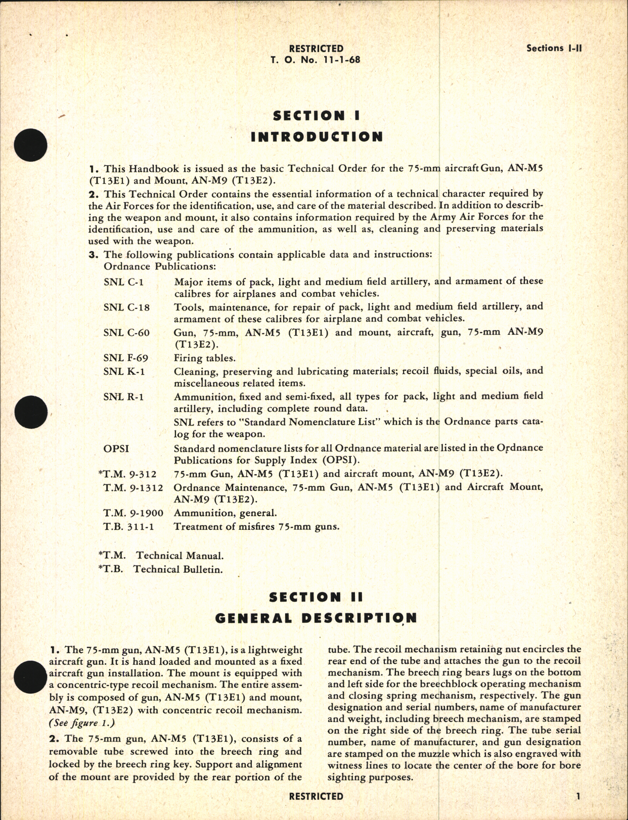 Sample page 5 from AirCorps Library document: Handbook of Instructions with Parts Catalog for 75-MM Aircraft Gun, AN-M5 (T13E1) and AN-M9 (T13E2)
