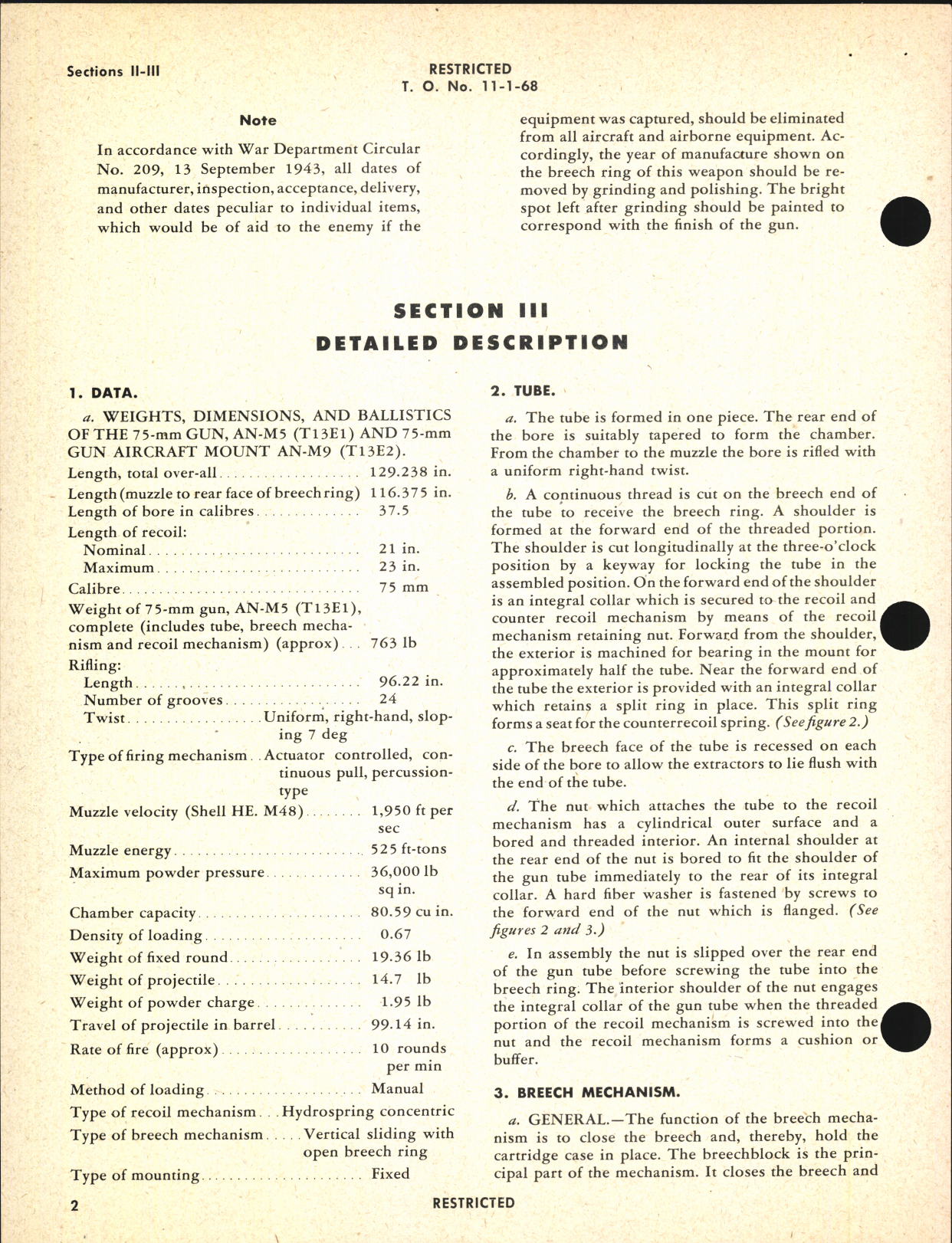 Sample page 6 from AirCorps Library document: Handbook of Instructions with Parts Catalog for 75-MM Aircraft Gun, AN-M5 (T13E1) and AN-M9 (T13E2)
