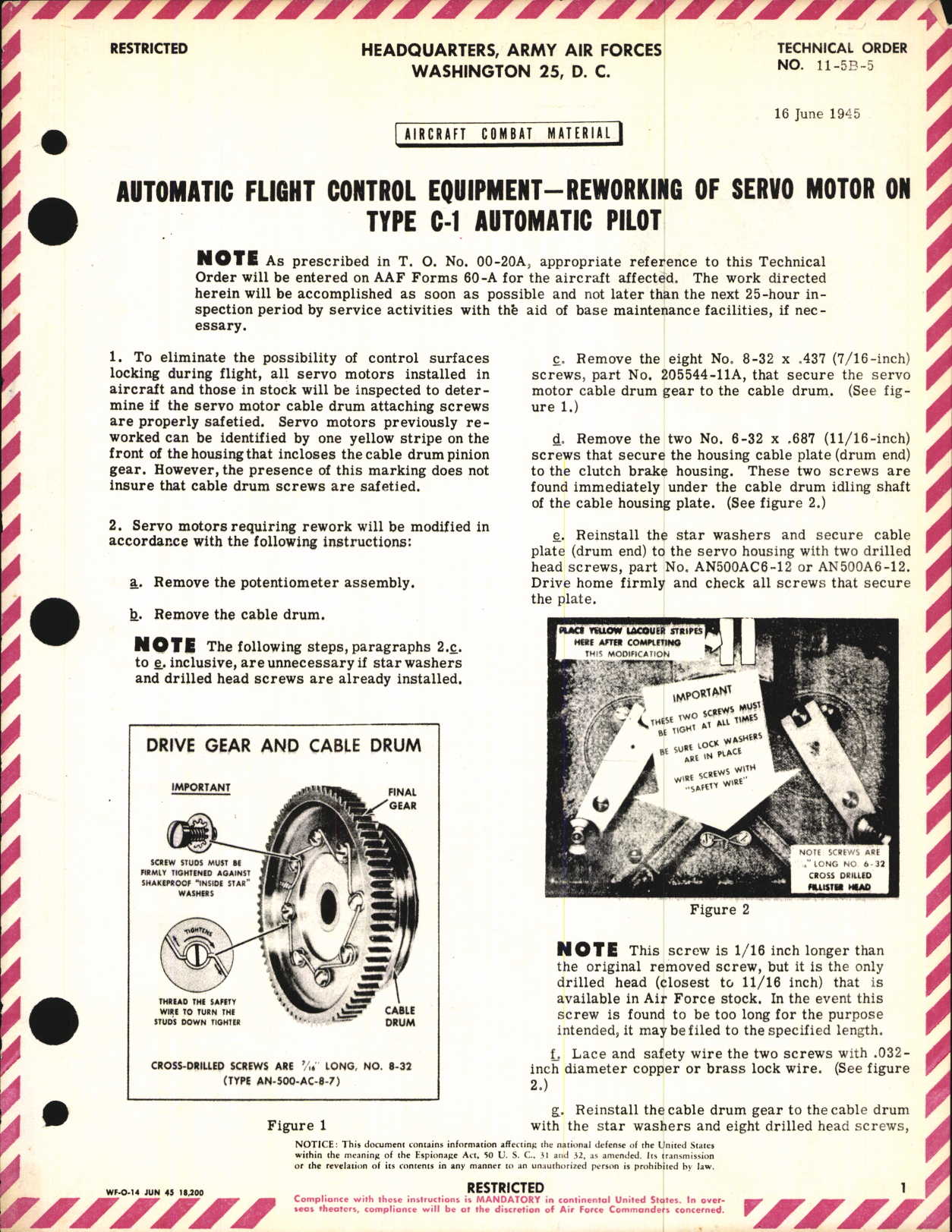 Sample page 1 from AirCorps Library document: Reworking of Servo Motor on Type C-1 Automatic Pilot