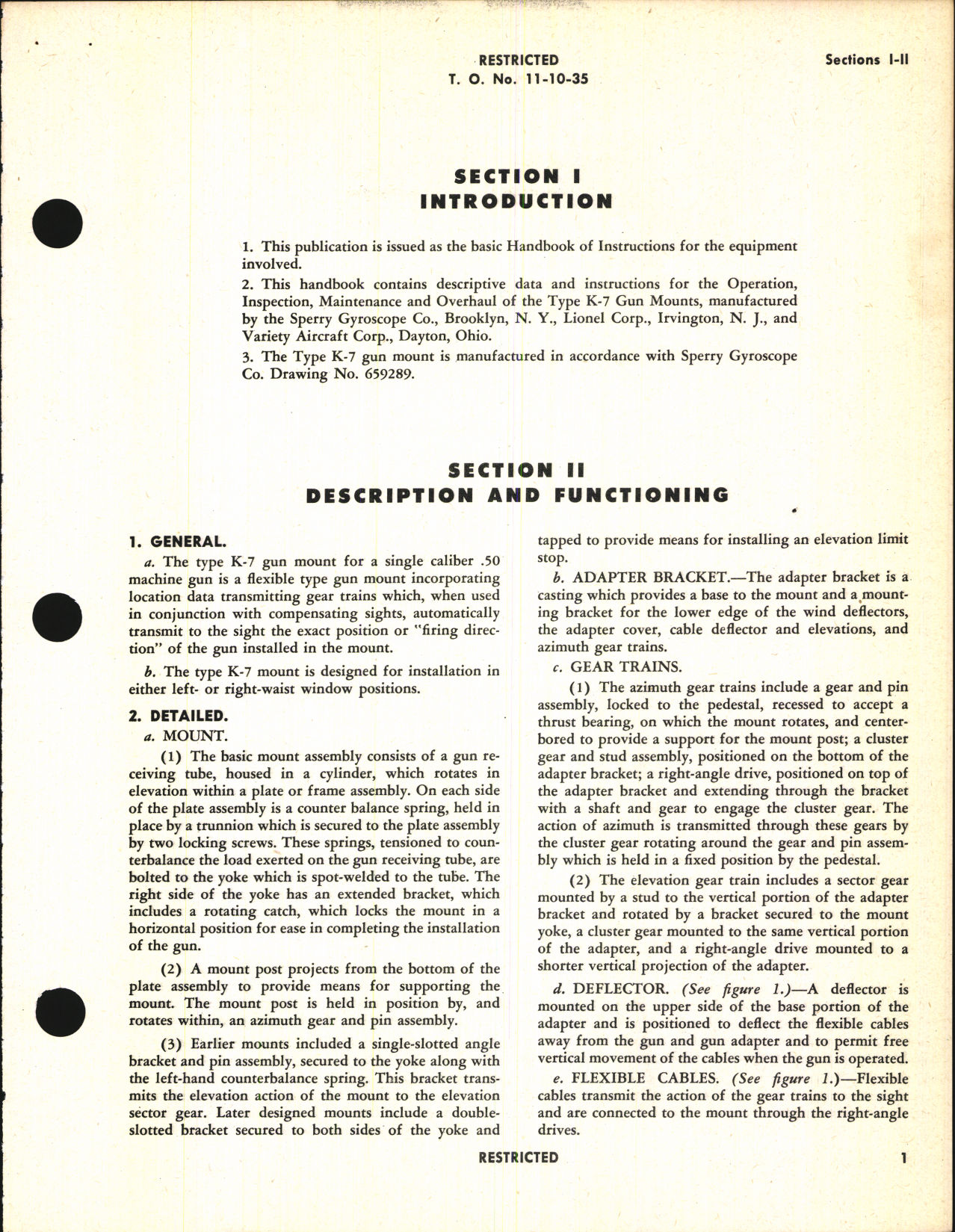 Sample page 5 from AirCorps Library document: Handbook of Instructions with Parts Catalog for Gun Mount Type K-7