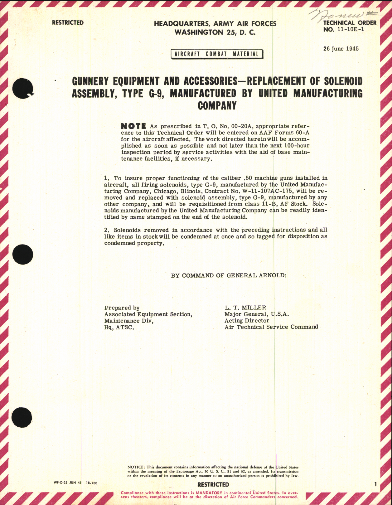Sample page 1 from AirCorps Library document: Replacement of Solenoid Assembly Type G-9