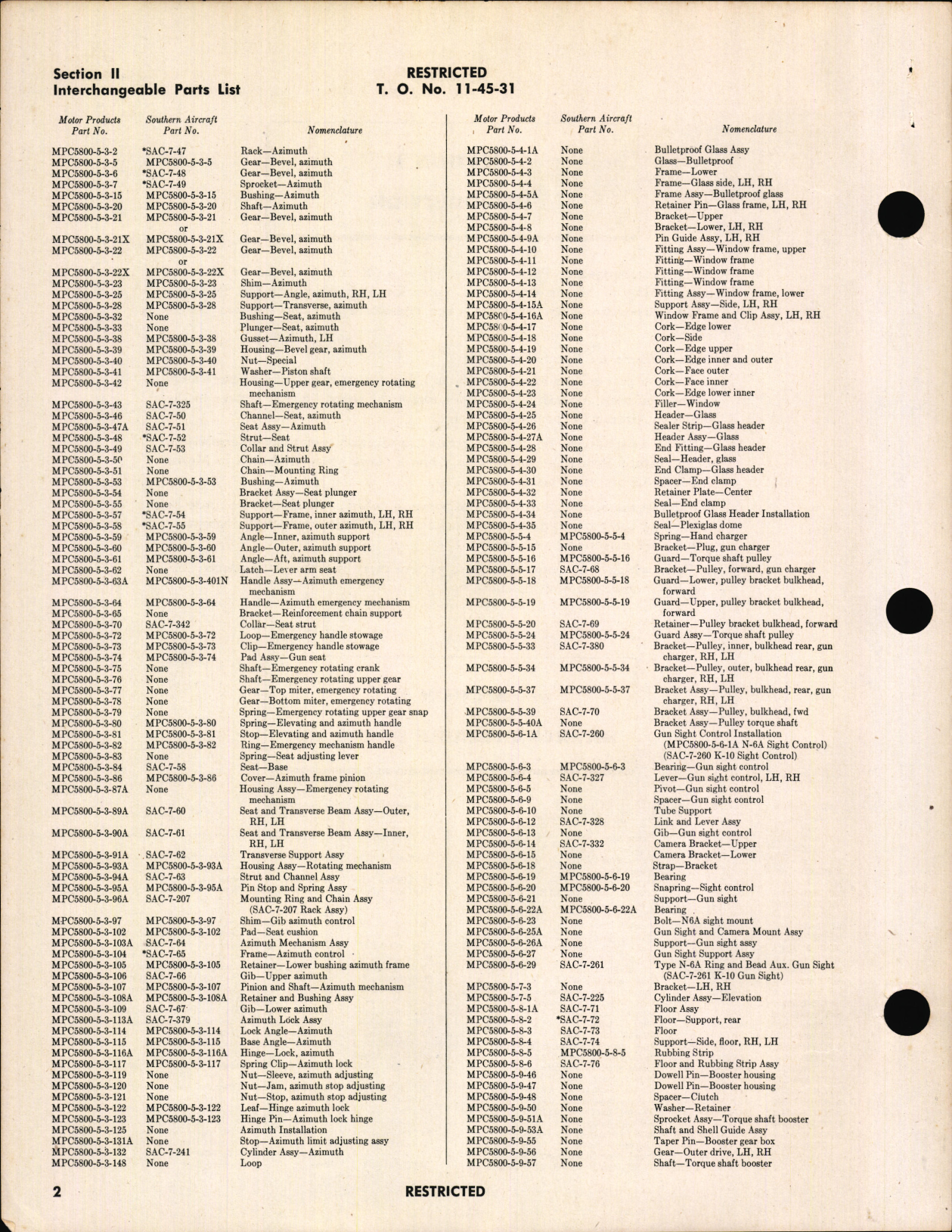 Sample page 4 from AirCorps Library document: Interchangeable Parts List for Type A-6B and A-6C Turrets