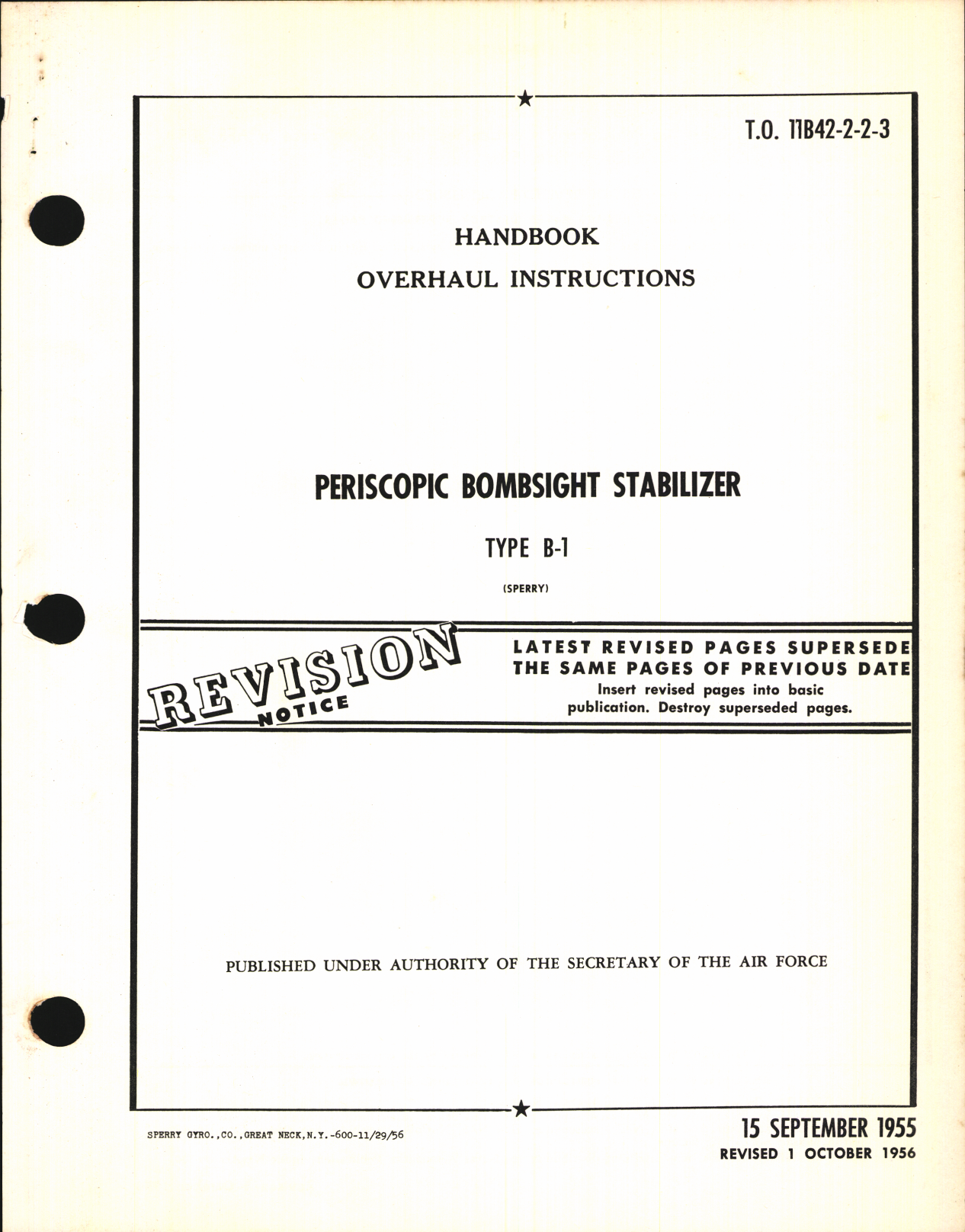 Sample page 1 from AirCorps Library document: Overhaul Instructions for Periscopic Bombsight Stabilizer Type B-1