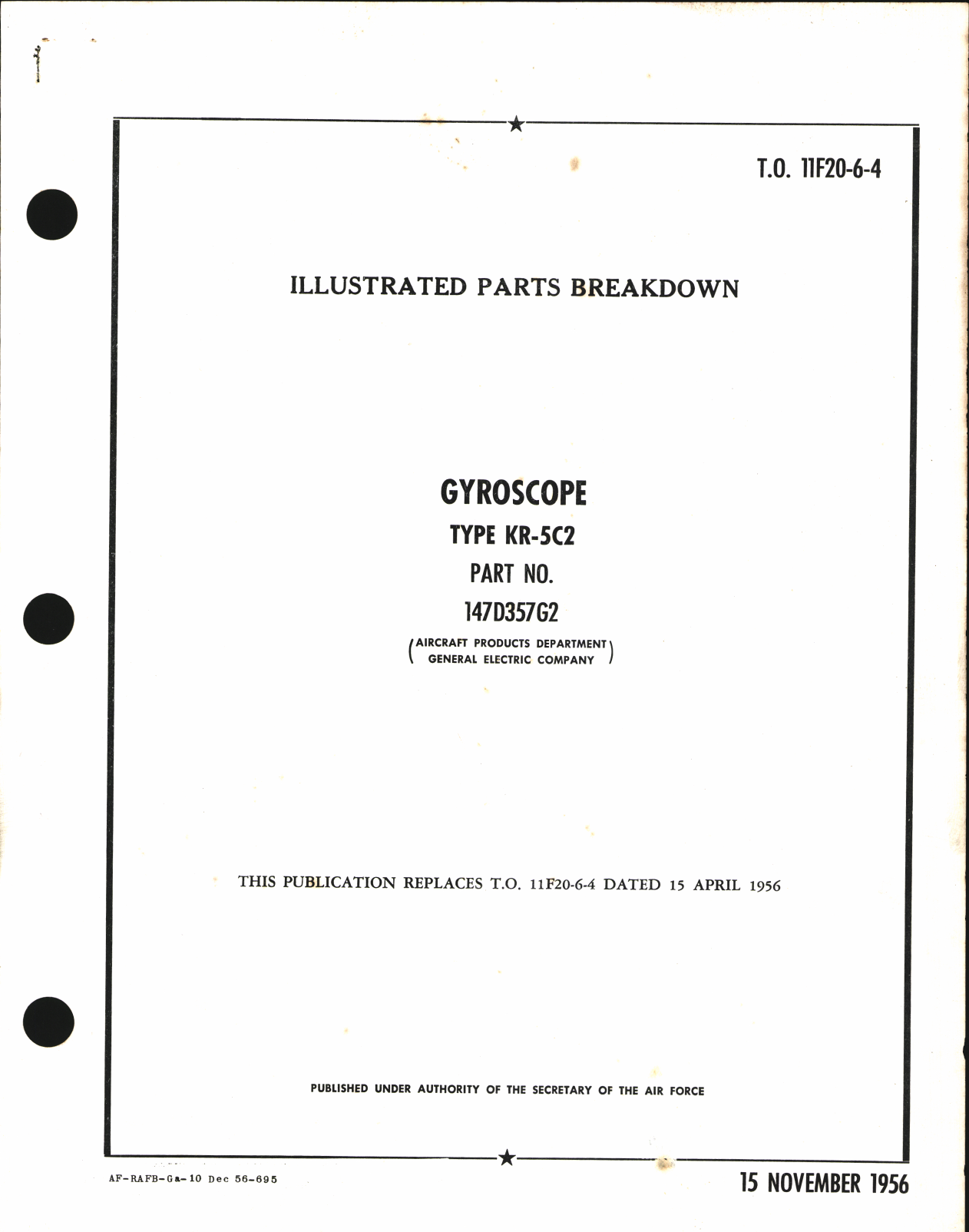 Sample page 1 from AirCorps Library document: Illustrated Parts Breakdown for Gyroscope Type KR-5C2, Part No. 147D357G2