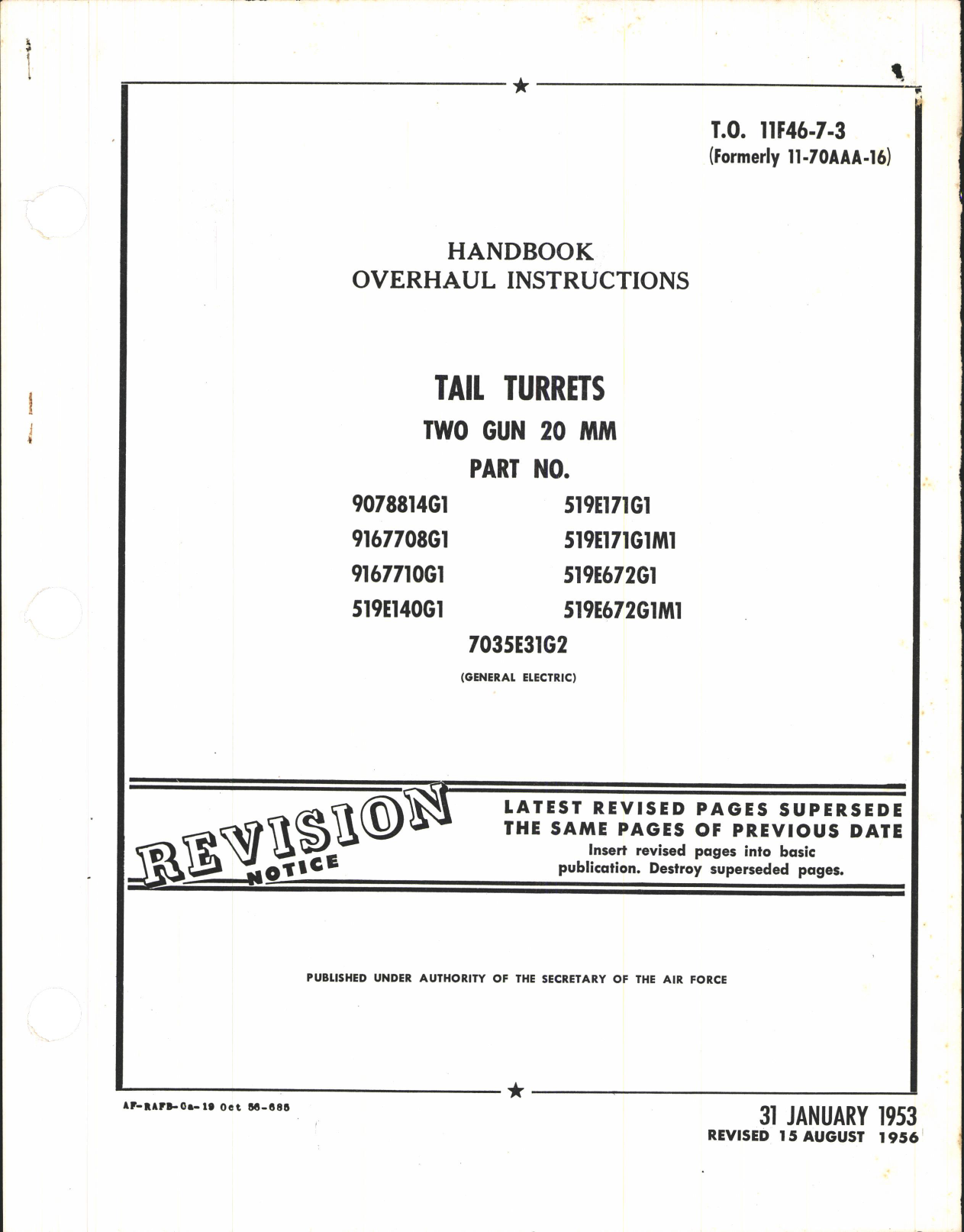 Sample page 1 from AirCorps Library document: Overhaul Instructions for Tail Turret Two Gun 20 MM