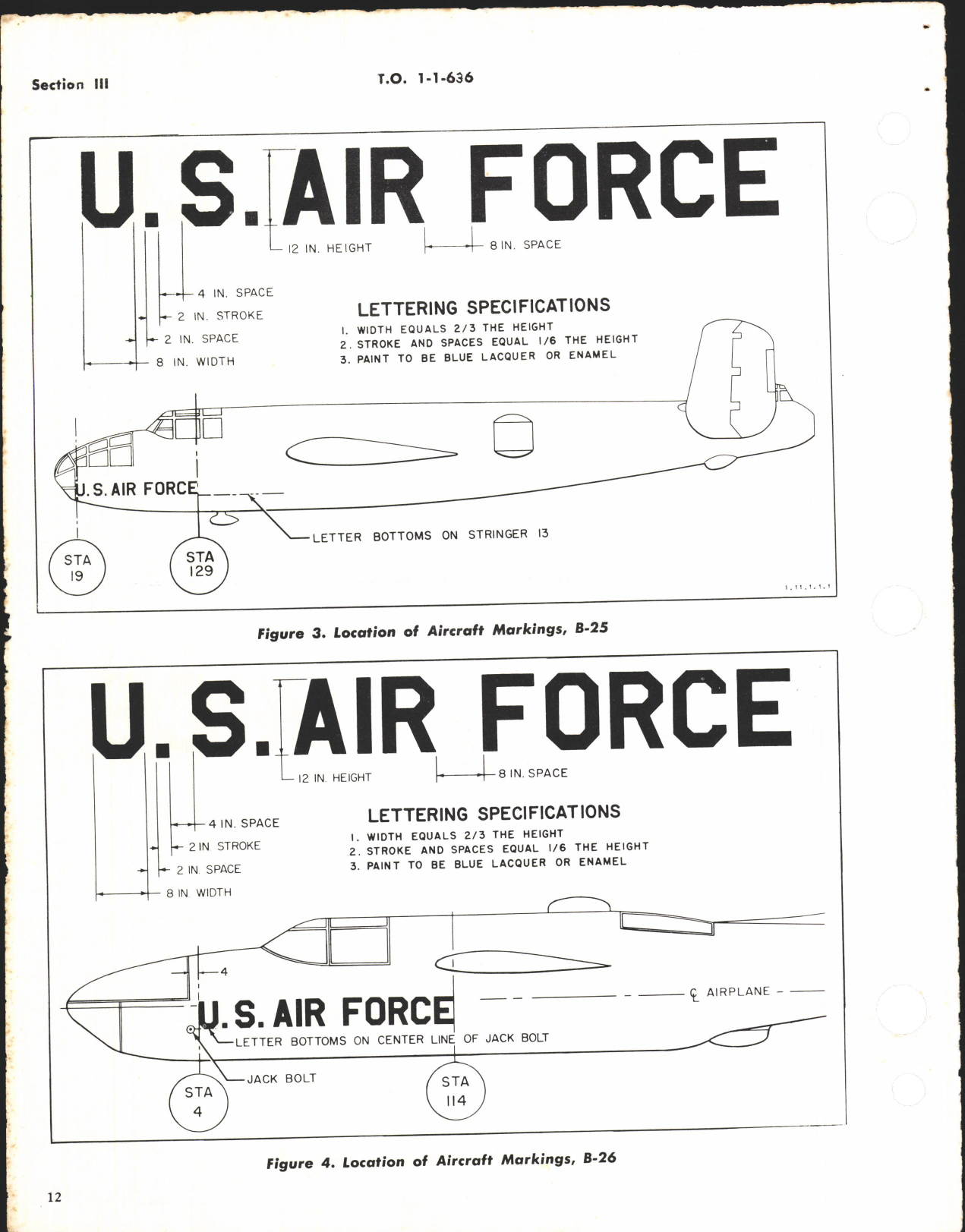 Sample page 16 from AirCorps Library document: Exterior Finishes, Insignia, and Markings Applicable to USAF Aircraft